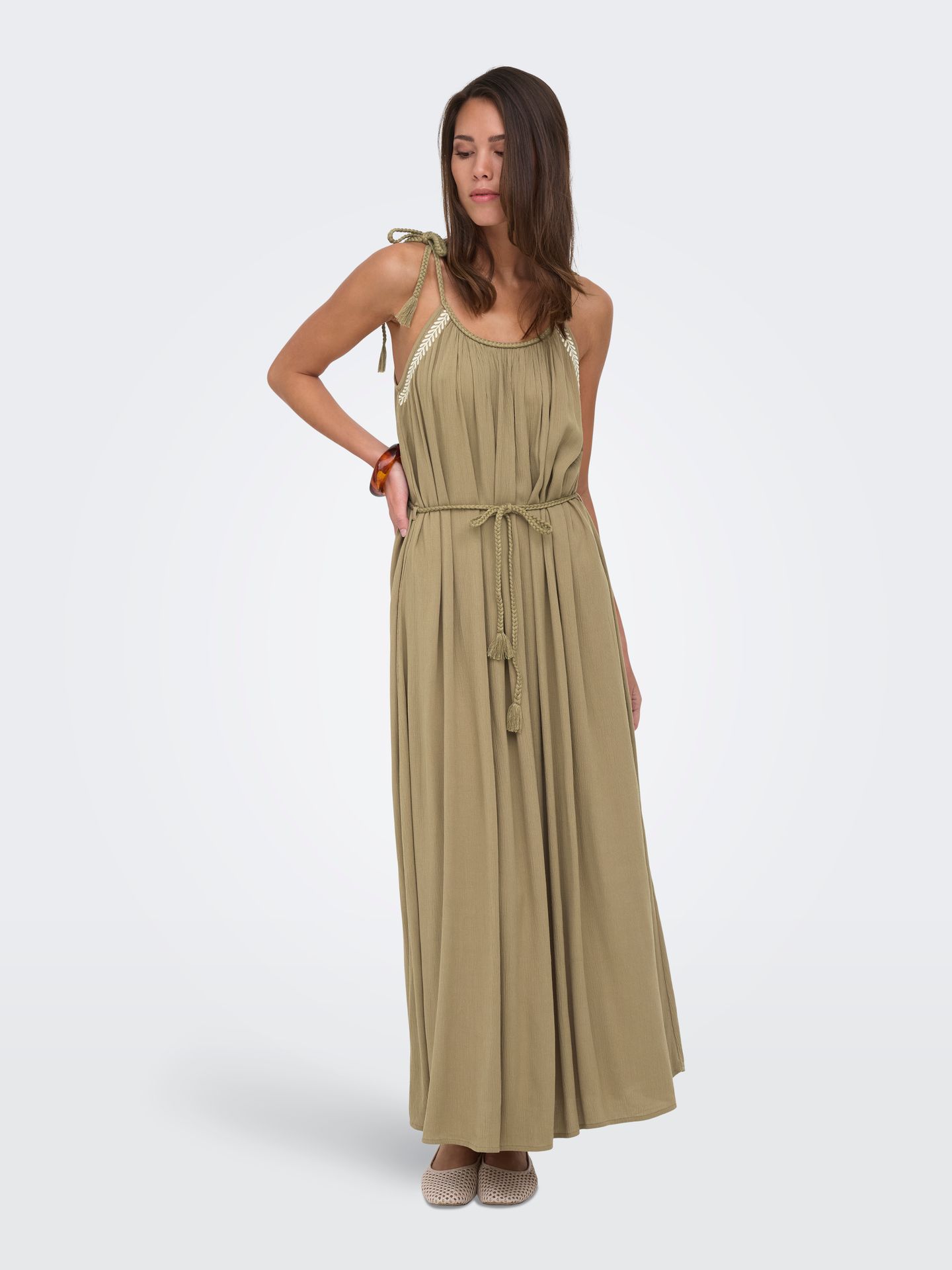 Only JDYLIVA LIFE STRAP MAXI DRESS WVN N Petrified Oak/BLACK BUTTON 2900166275039