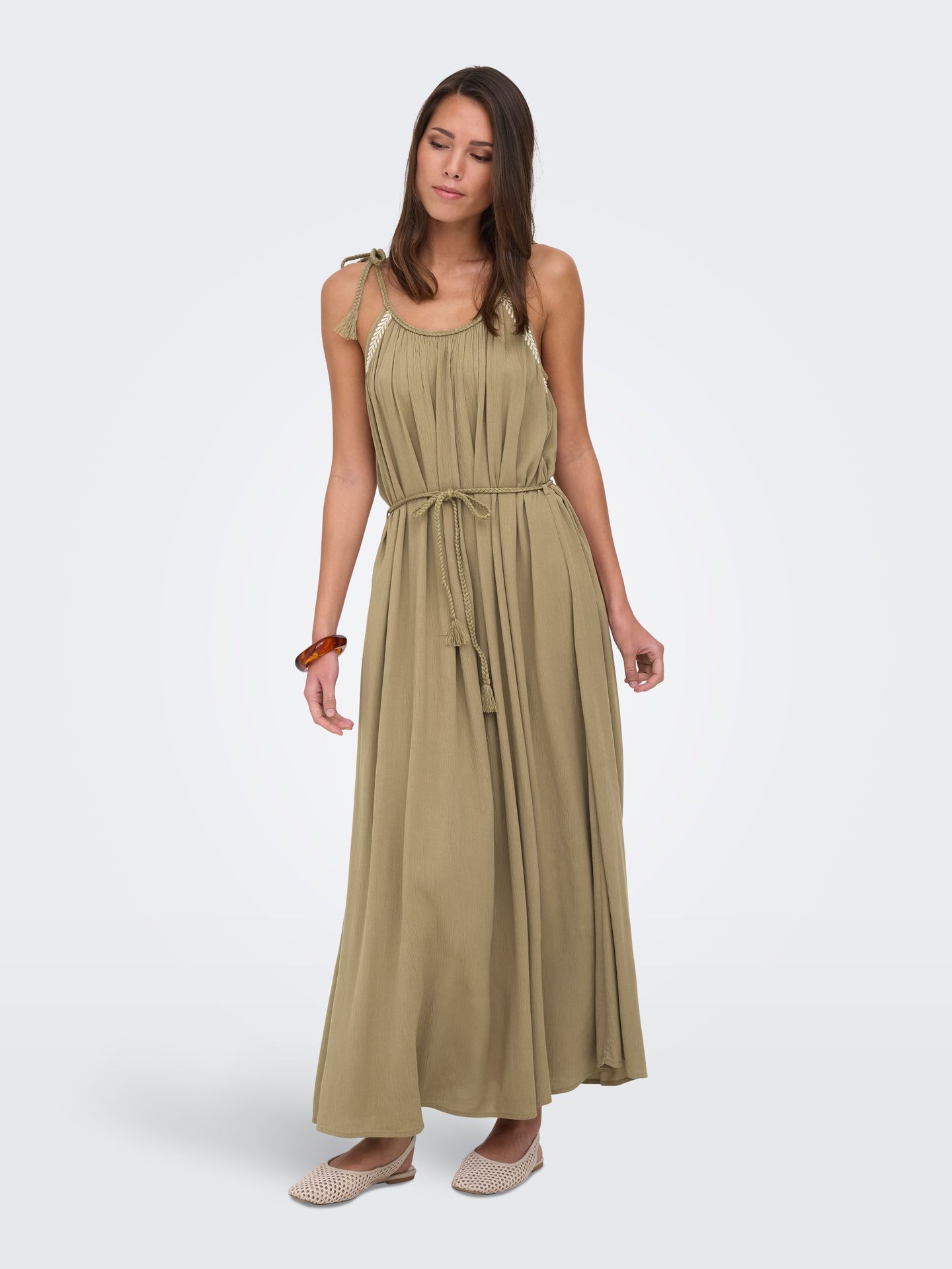 Only JDYLIVA LIFE STRAP MAXI DRESS WVN N Petrified Oak/BLACK BUTTON 2900166275039