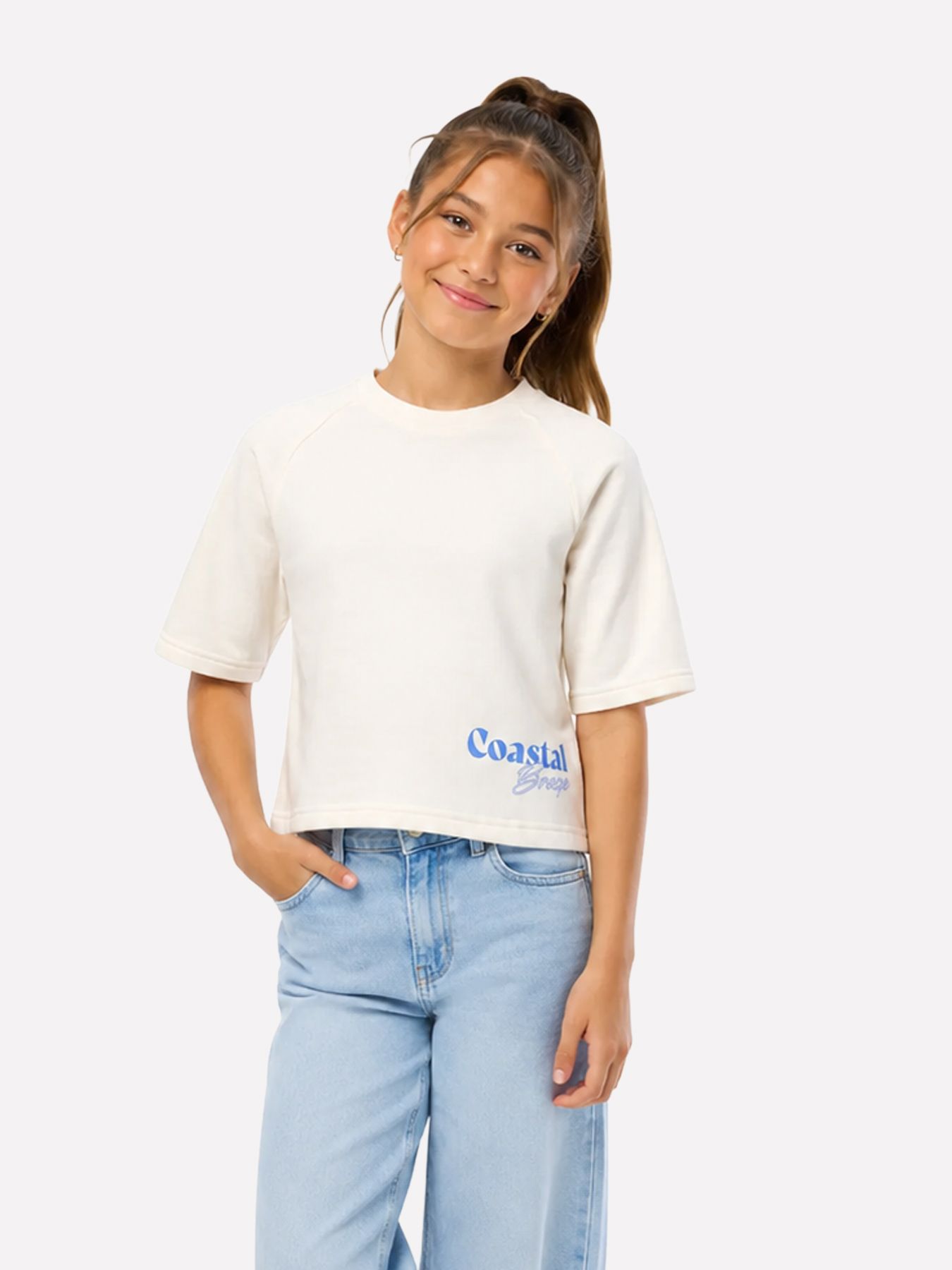 Kids Only KOGCORA LIFE SS O-NECK PRINT UB SWT Cloud Dancer/2024 BRODERIE ANGLAISE 00118264-EKA26011400000187
