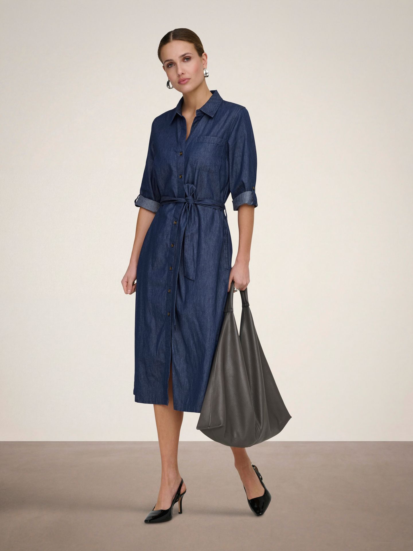 JDY JDYKAI 3/4 MIDI SHIRT DRESS WVN DIA Medium Blue Denim 2900166290063