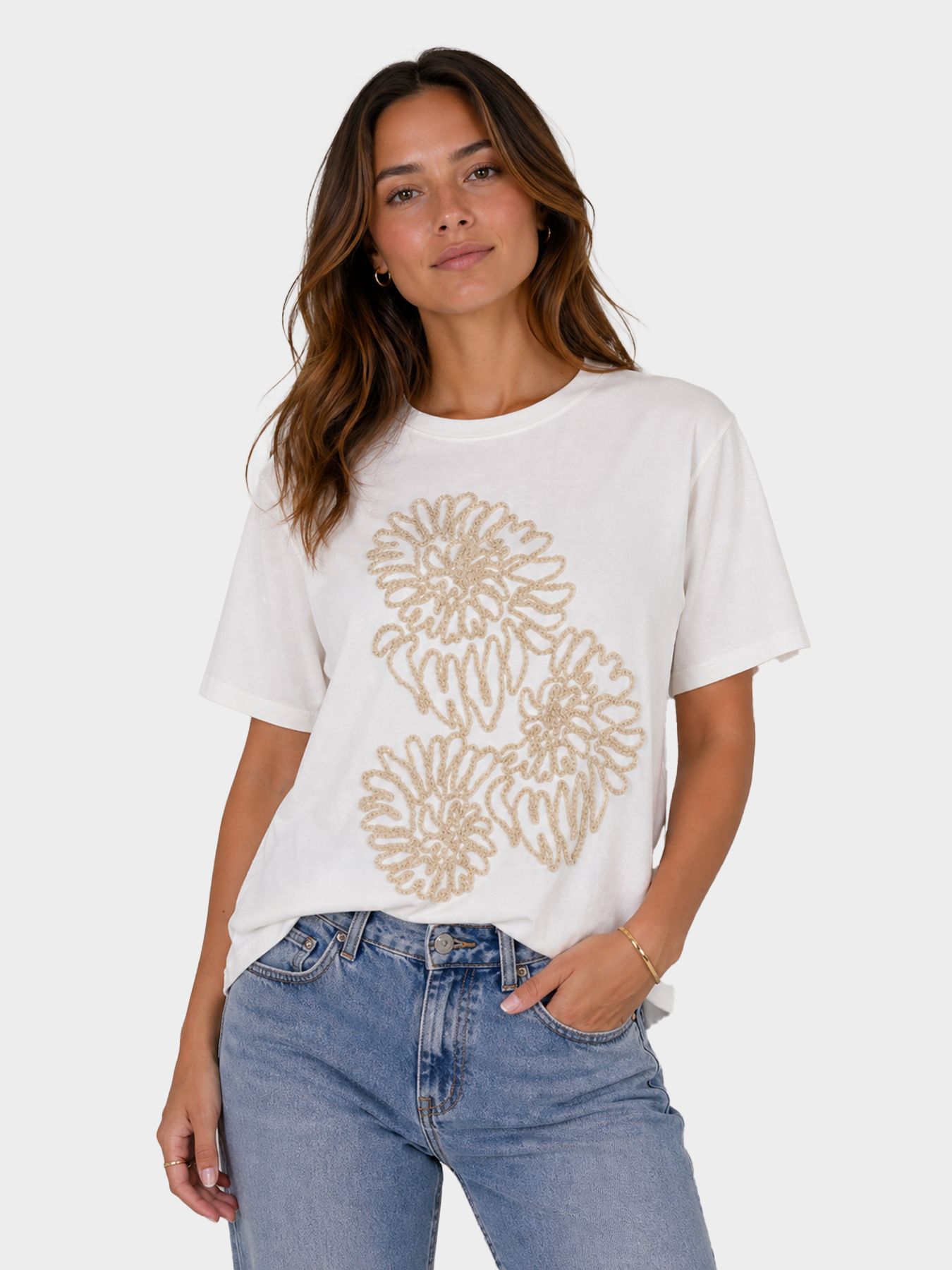 Tramontana Embroidered Artwork T-Shirt Off White 001100 00118278-EKA26012900000018