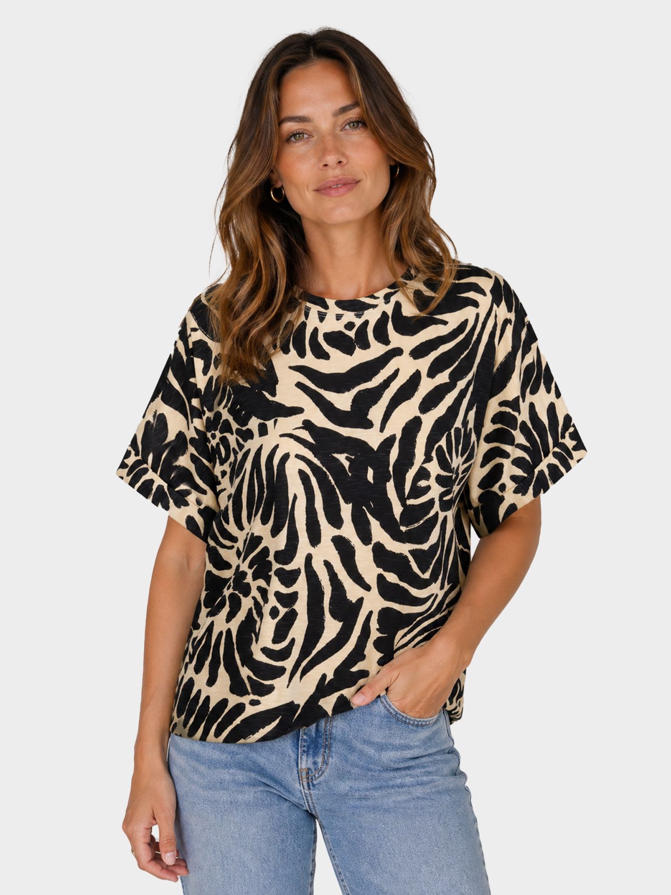 Tramontana Top Safari Bloom Print Black & Pebble 100002 00118279-EKA26012900000048