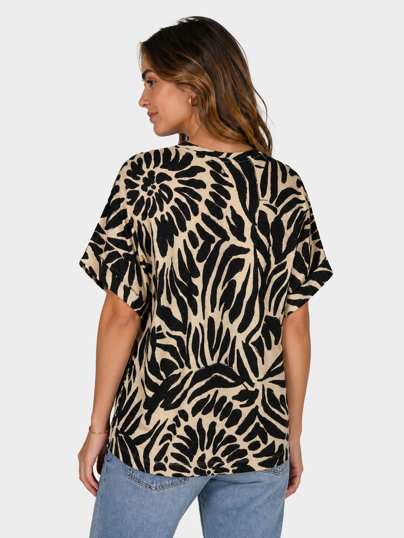 Tramontana Top Safari Bloom Print Black & Pebble 100002 2900166303022