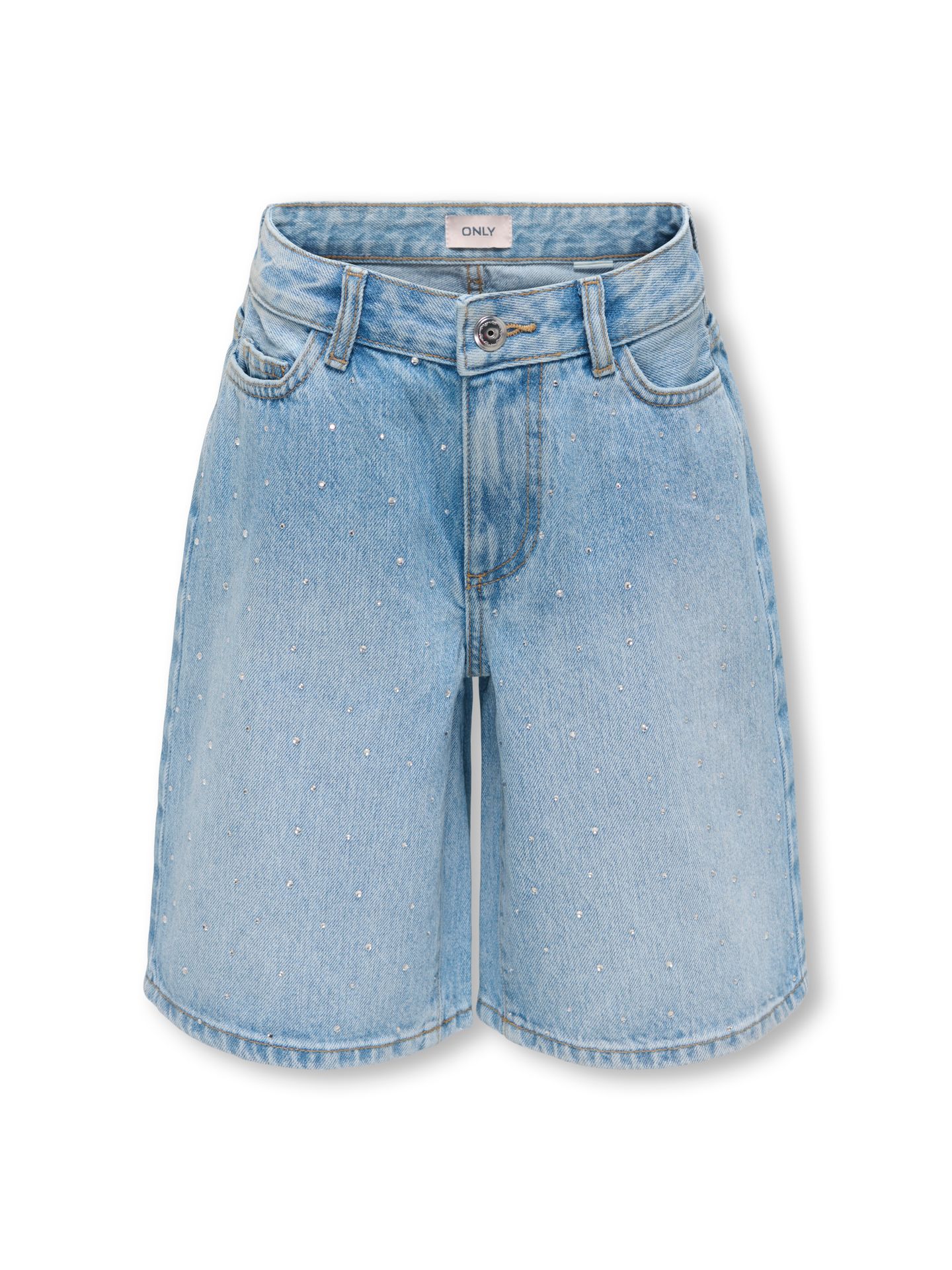 Only KOGSONNY HW WIDE RHINST DNM SHORTS Medium Blue Denim/NAS365 00118382-EKA26011400000845