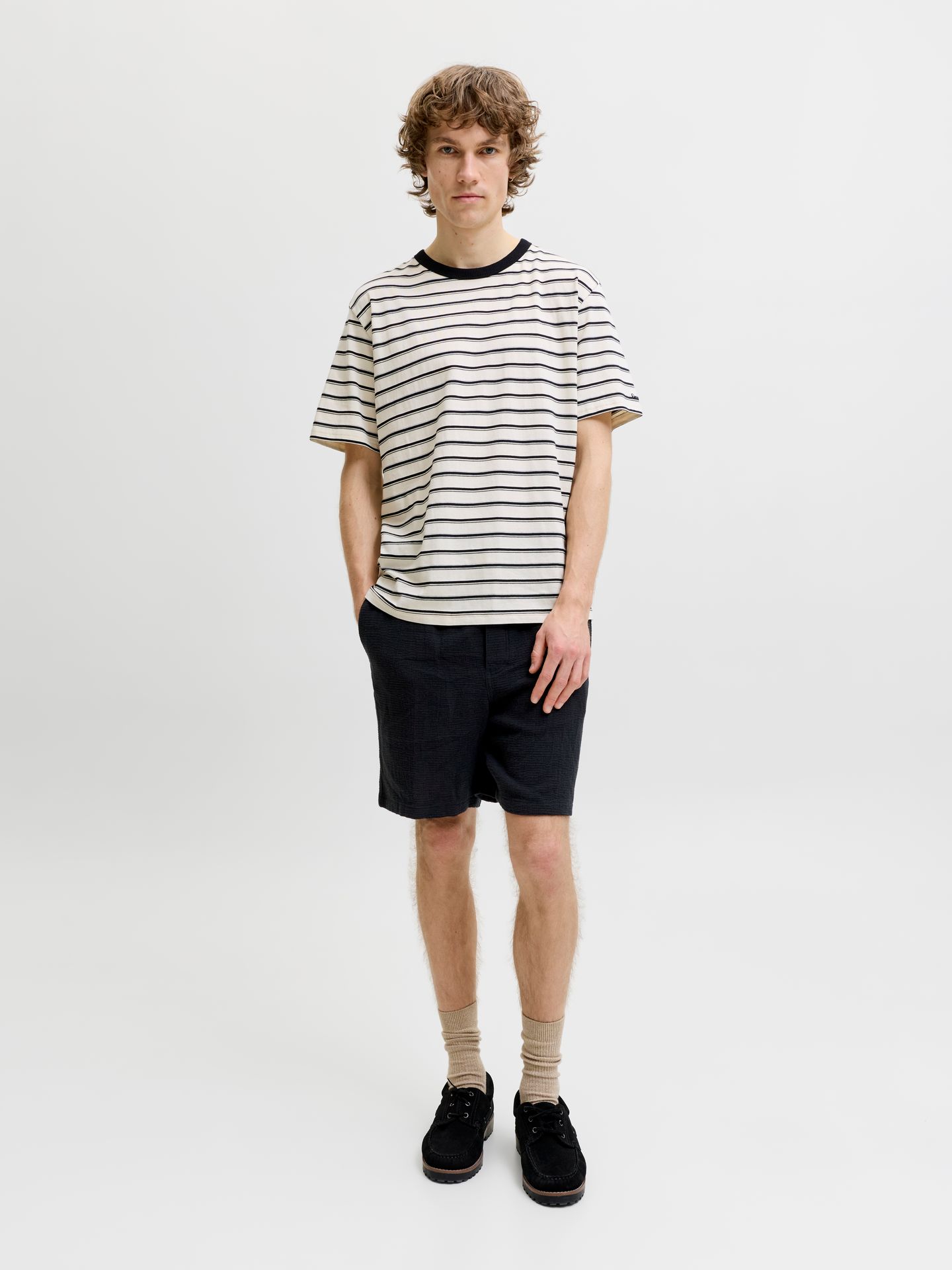 Jack & Jones JPSTJAIDEN COBA STRIPE JOG SHORTS R Black 2900166481058