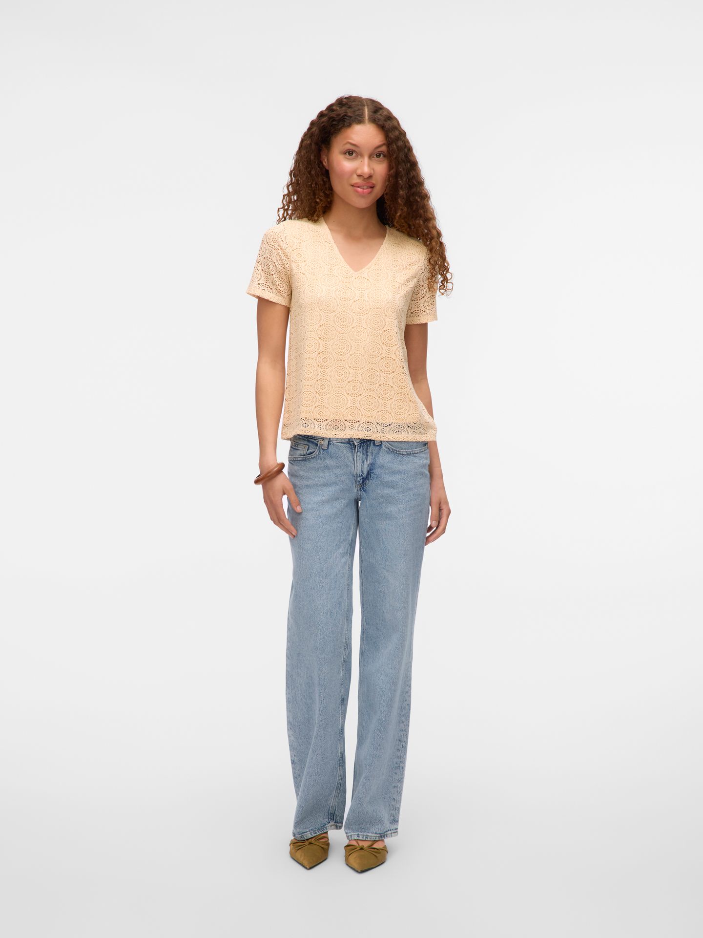 Vero Moda VMMAYA SS V NECK TOP JRS Birch 2900166488040