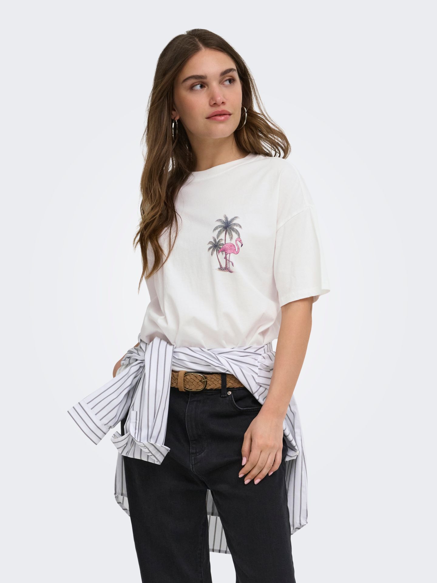 Only ONLLUCY BOXY S/S TOP JRS Cloud Dancer/Pomegranate 2900166496014