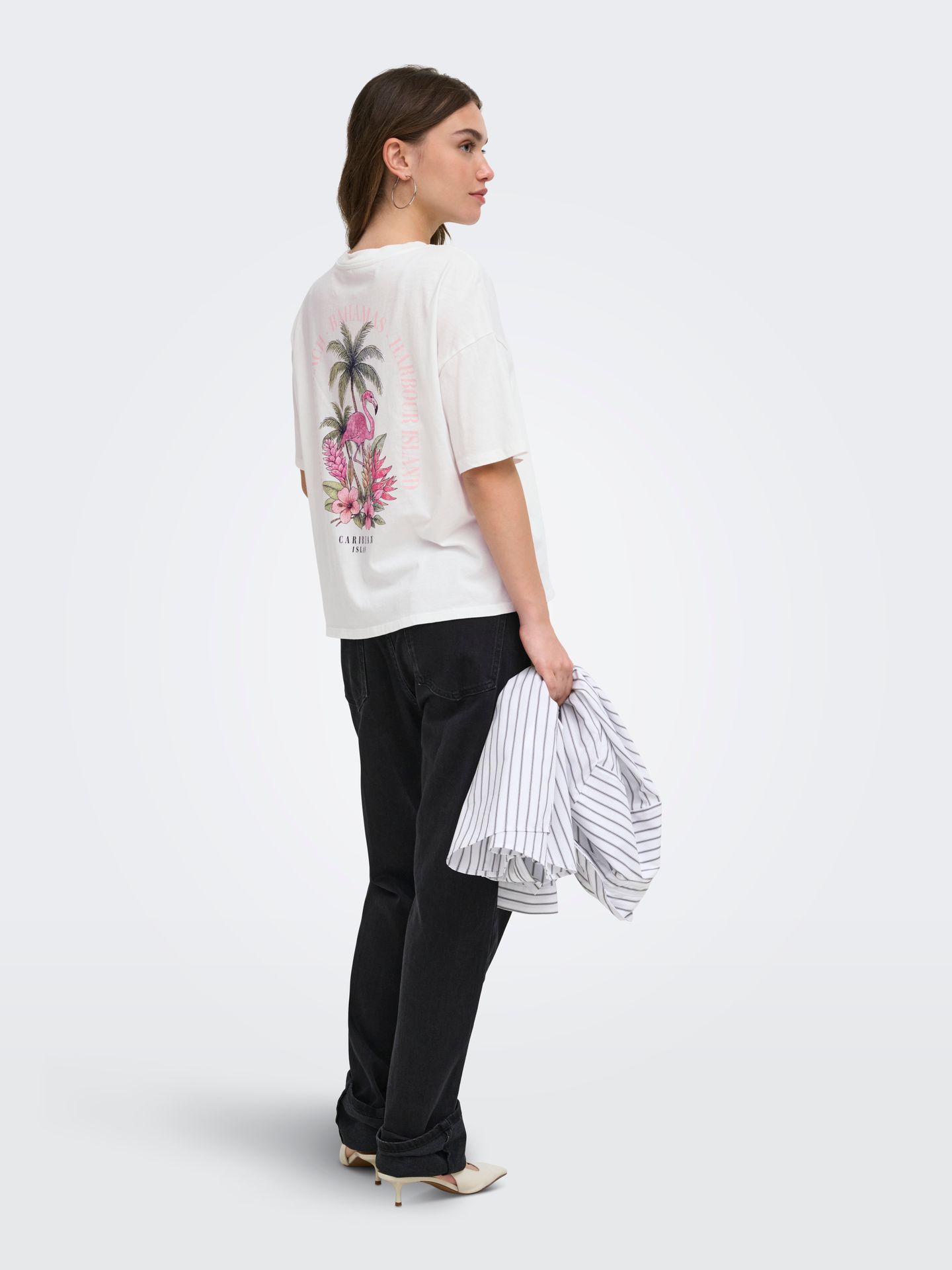 Only ONLLUCY BOXY S/S TOP JRS Cloud Dancer/Pomegranate 2900166496014