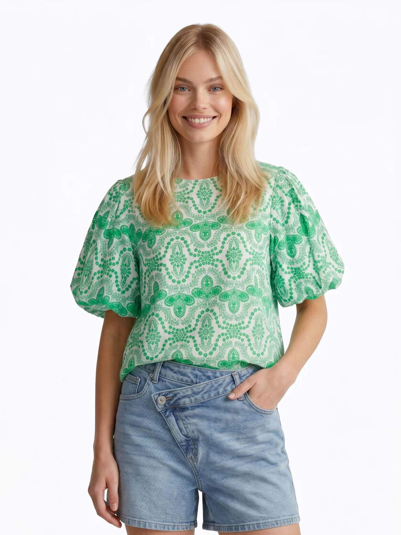 Fluresk Abbi top 011774 offwhite/vivid green 00118408-EKA26015100000002