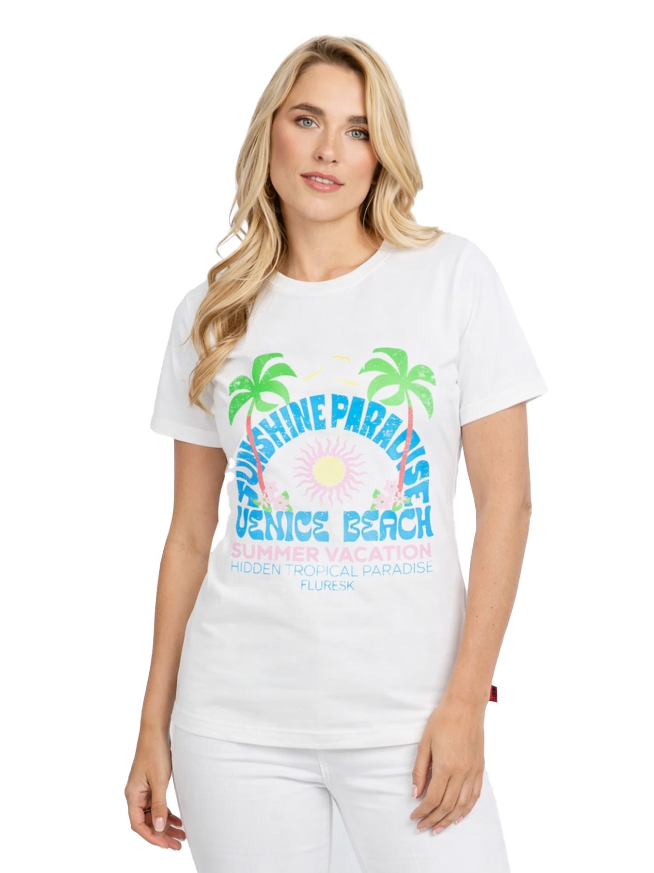 Fluresk Nura T-shirt 011658 offwhite/dodger blue 00118410-EKA26015100000003