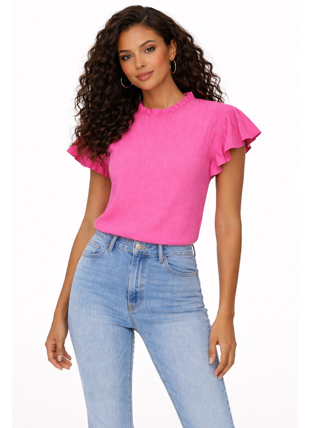 Fluresk Paige top 217 bright pink 00118419-EKA26015100000009