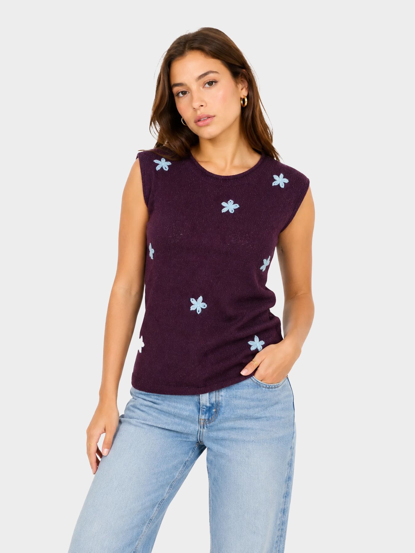 Fluresk Blair knitting top 835650 royal plum/cloud blue 00118424-EKA26015100000013
