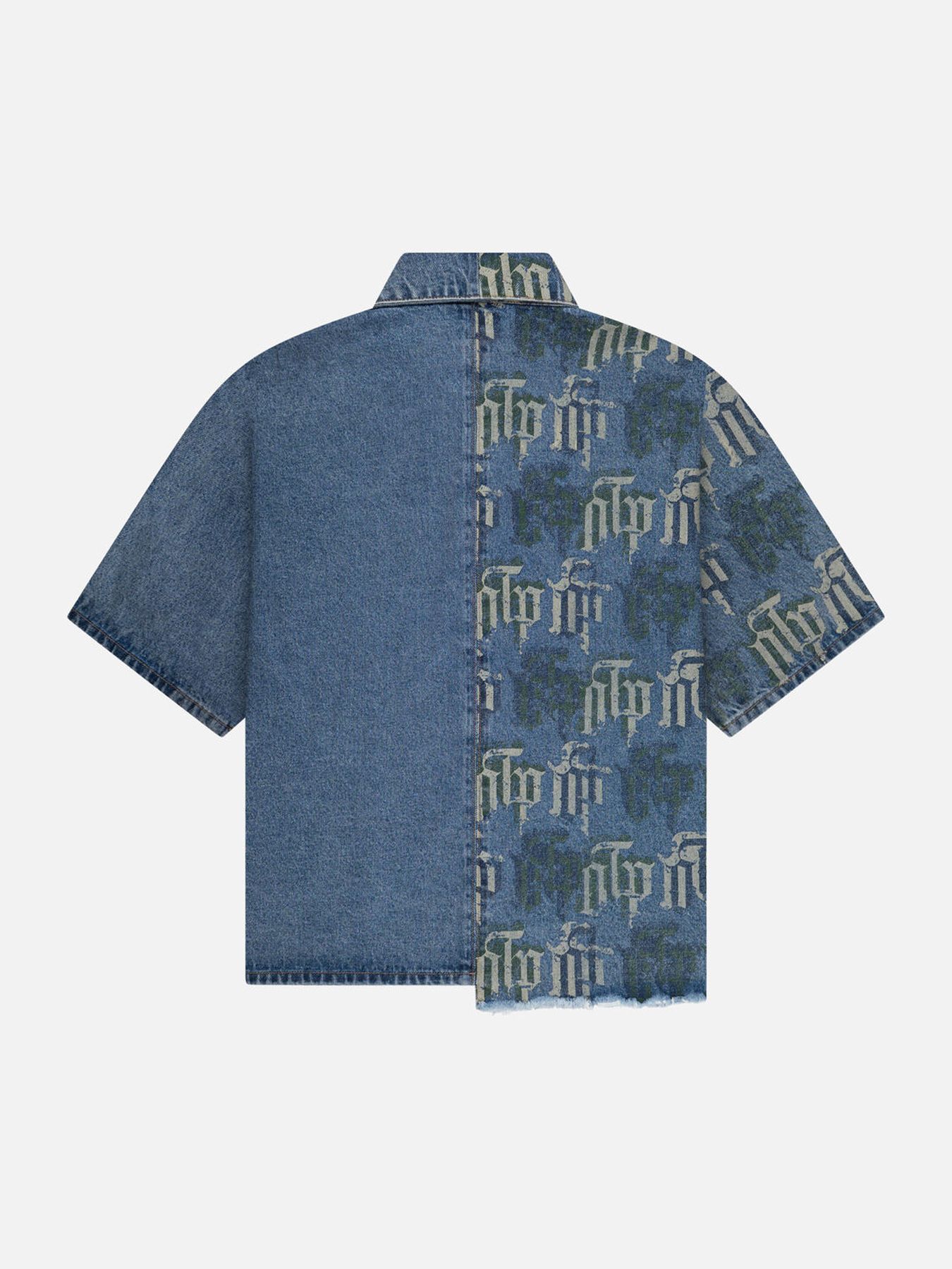 Off The Pitch Fraktur printed denim shirt Stone wash 2900166524076