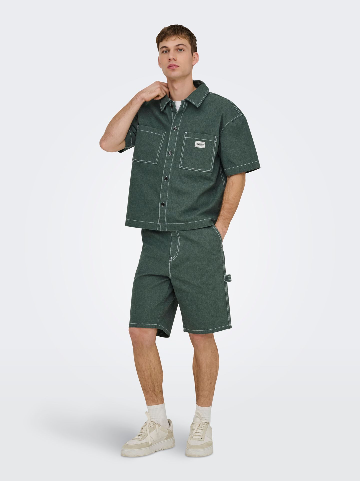 Only & Sons ONSEDGE WORK 8343 YFM DNM SHORTS WW Dark Green Denim 2900166546054