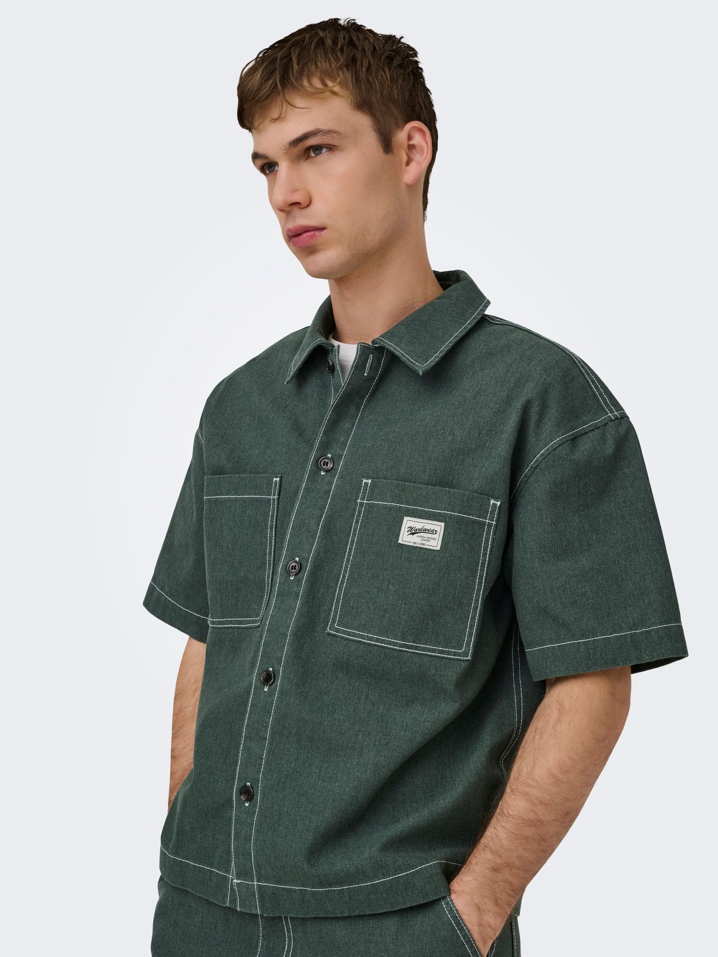 Only & Sons ONSZEALAND S/S 8342 YFM DNM SHIRT W Dark Green Denim 2900166549055