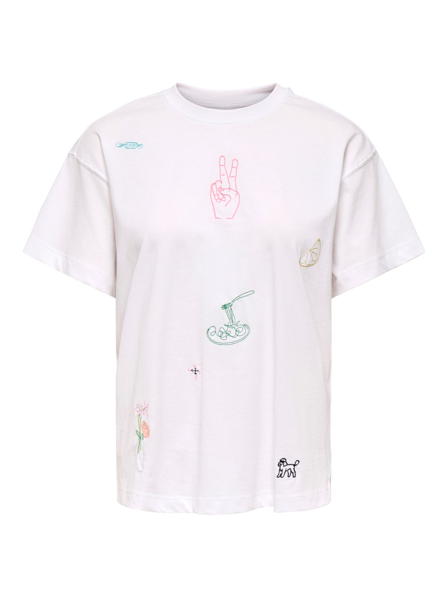 Only ONLEMMINA S/S TOP BOX JRS Bright White/HEART 00118452-EKA26011400000290