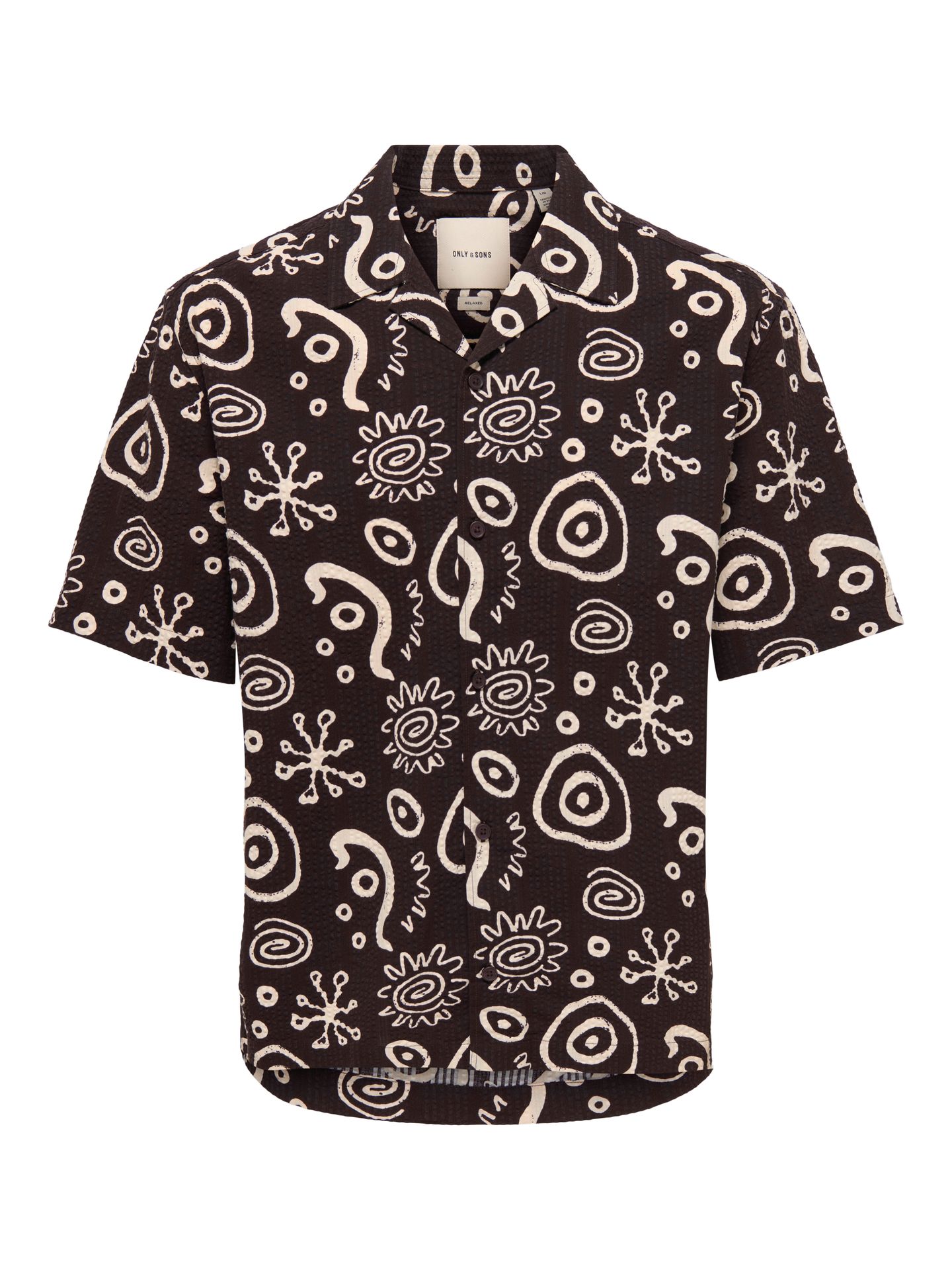 Only & Sons ONSCRUZ RLX SEERSUCKER RESORT SS SH Black Coffee/Antique White 00118454-EKA26011400003508