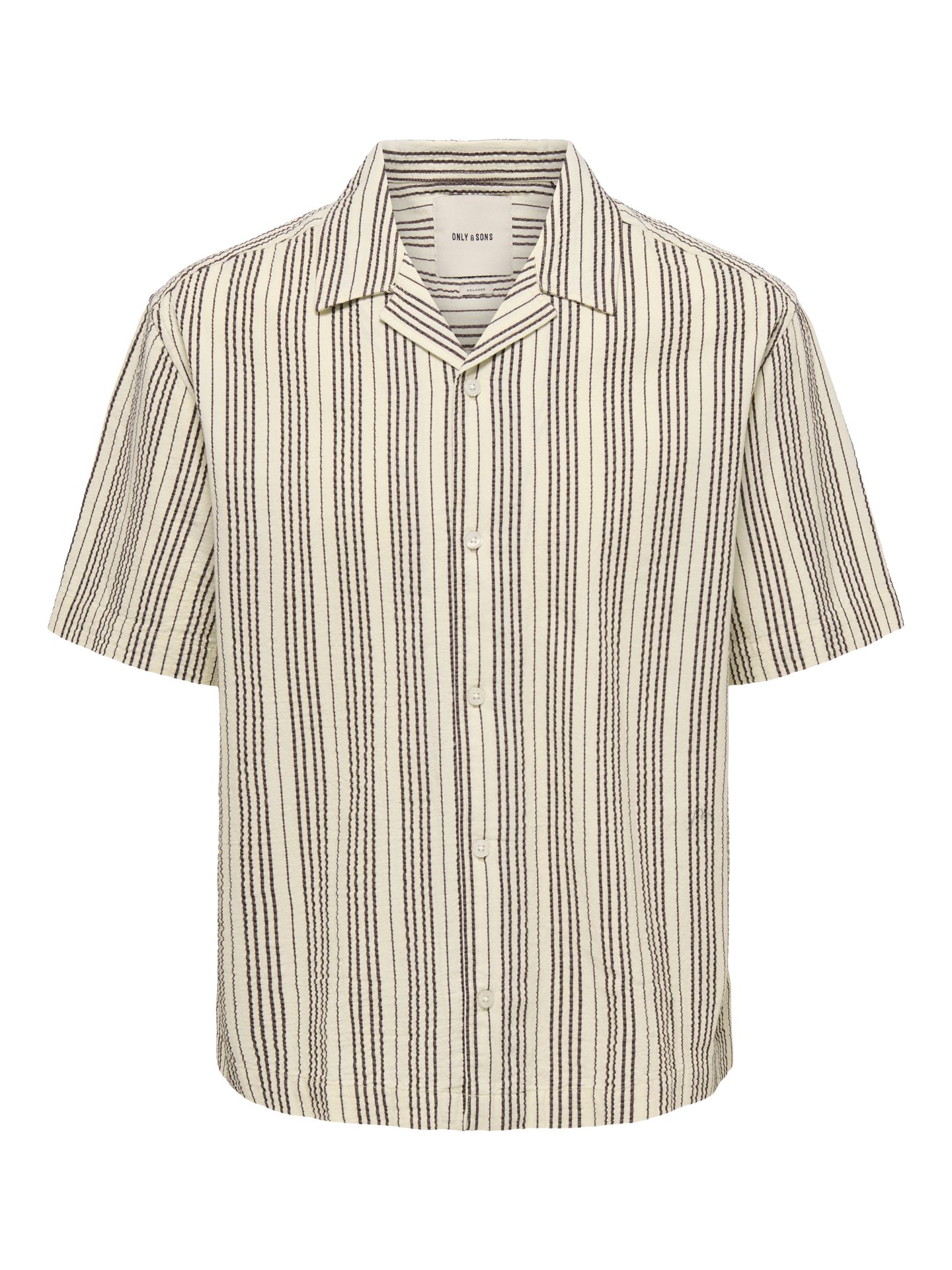 Only & Sons ONSCRUZ RLX SEERSUCKER RESORT SS SH Antique White/Black Coffee 2900166572039