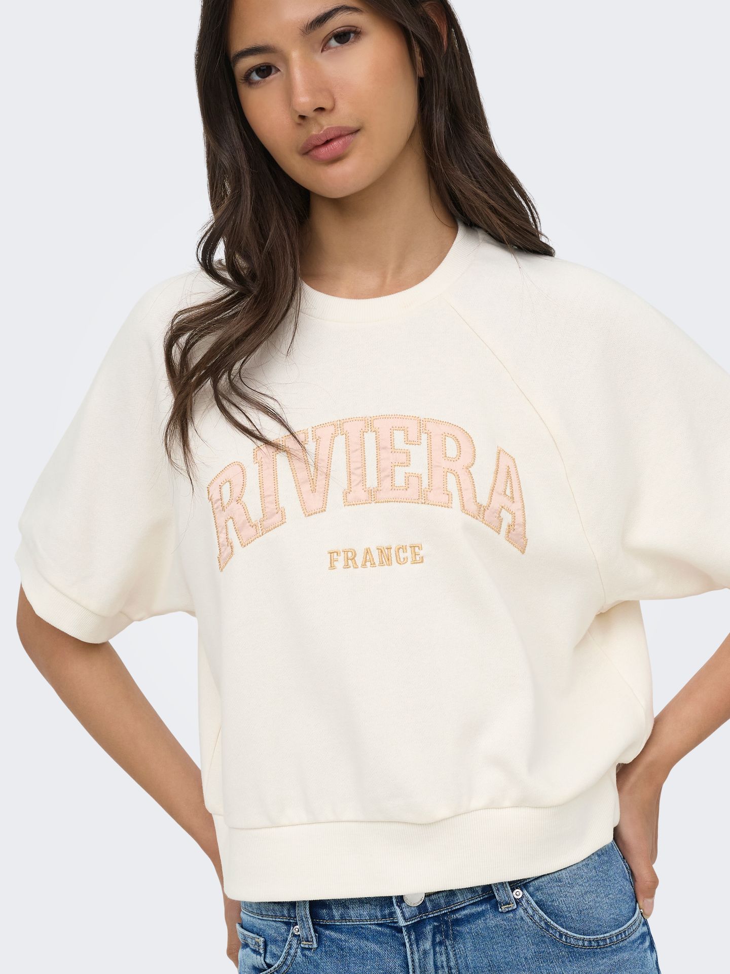 Only ONLDAZE S/S RAGLAN UB SWT Cloud Dancer/WIDE BLUE BONNET STRIP 2900166581055