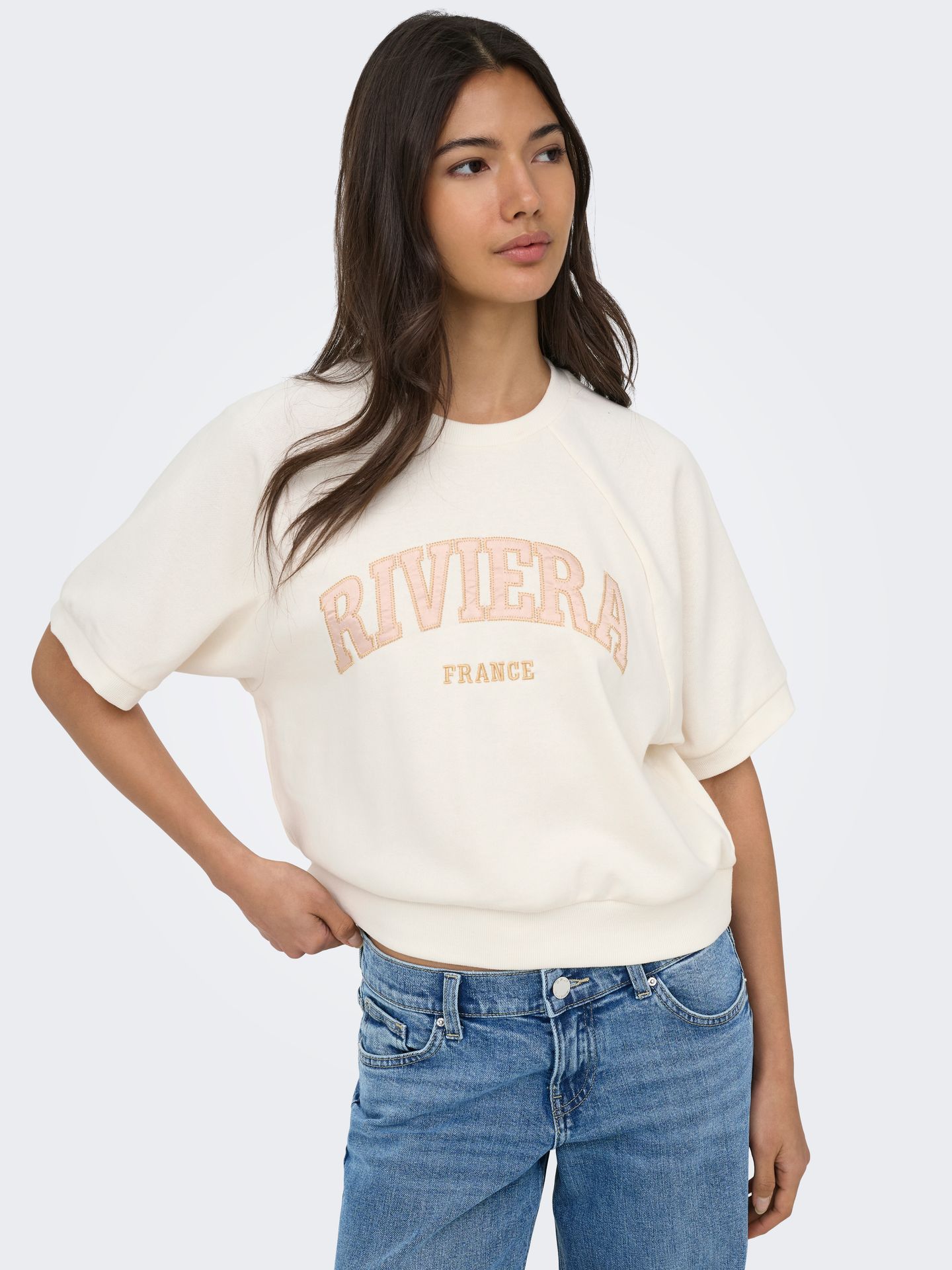 Only ONLDAZE S/S RAGLAN UB SWT Cloud Dancer/WIDE BLUE BONNET STRIP 2900166581055