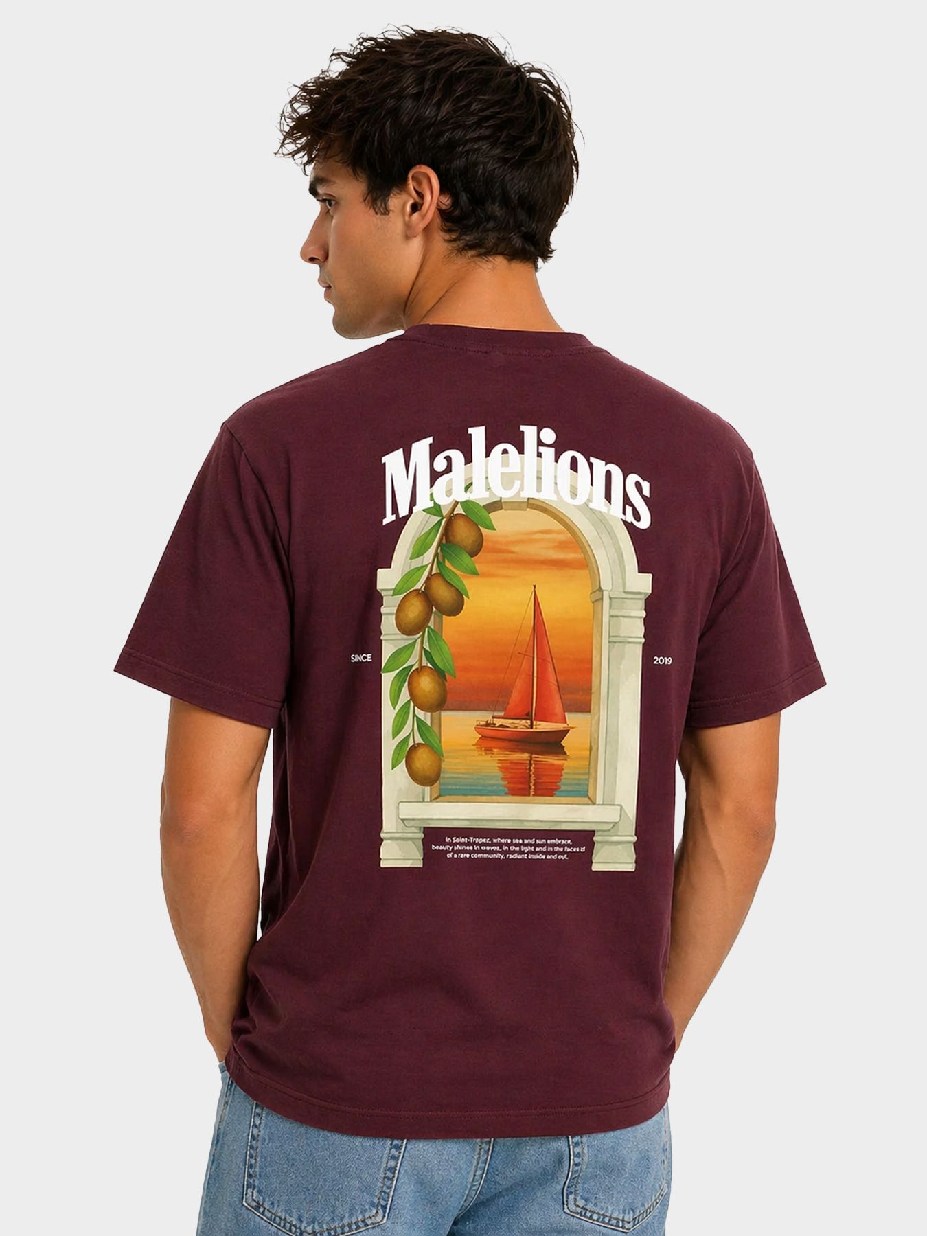 Malelions Malelions Men Yacht Window T-Shirt 45004 burgundy 2900166590040