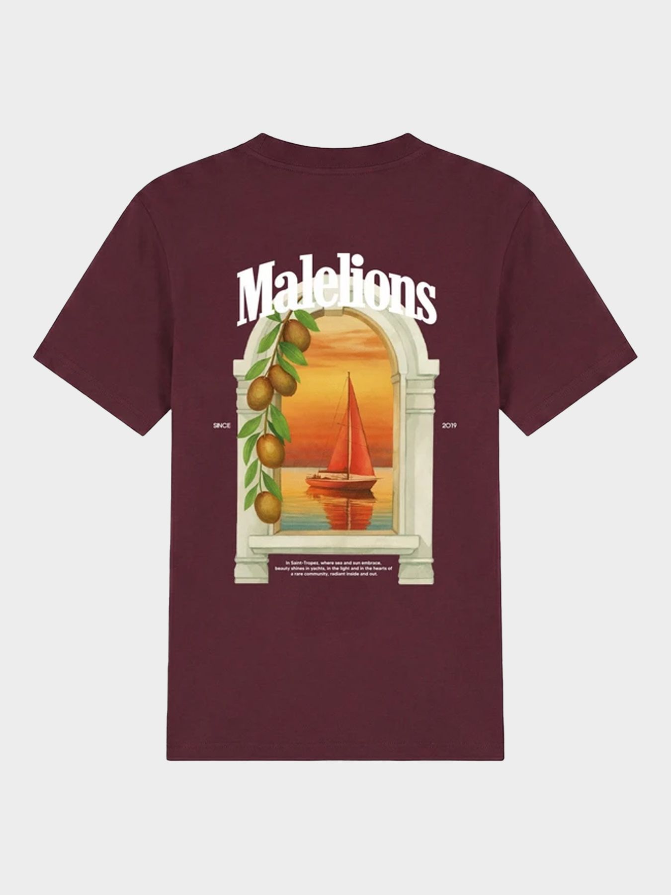 Malelions Malelions Men Yacht Window T-Shirt 45004 burgundy 2900166590040