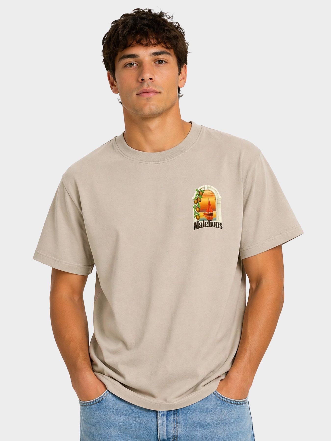 Malelions Malelions Men Yacht Window T-Shirt 50016 taupe 00118464-EKA26010700000027