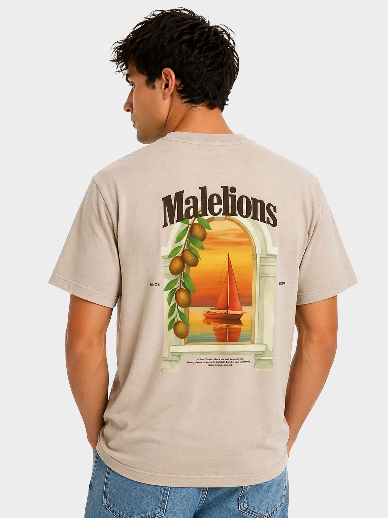 Malelions Malelions Men Yacht Window T-Shirt 50016 taupe 2900166591047