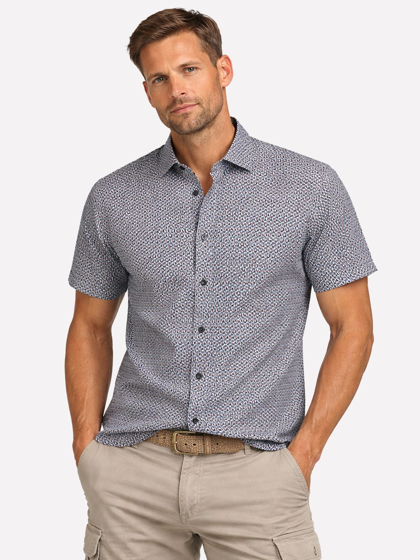 No Excess Shirt Short Sleeve Allover Printed 039 seablue 00118502-EKA14000100000093