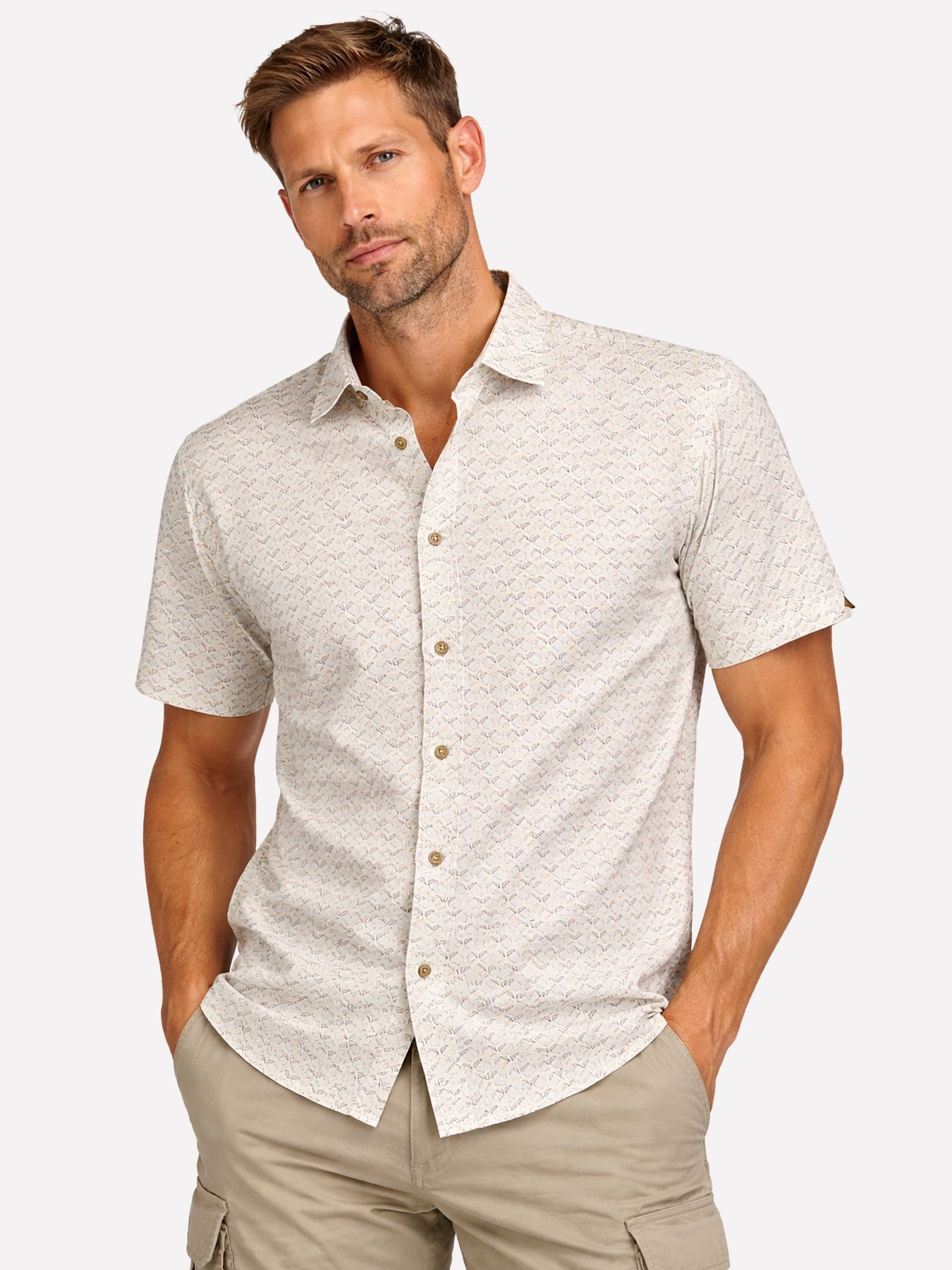 No Excess Shirt Short Sleeve Allover Printed 010 white 00118504-EKA14000100000075