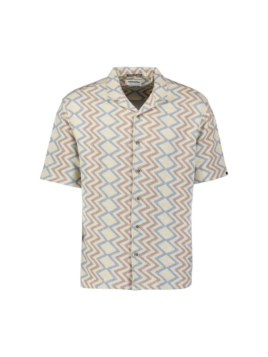 No Excess Shirt Short Sleeve Jacquard Zigzag 014 stone 00118505-EKA14000100000070