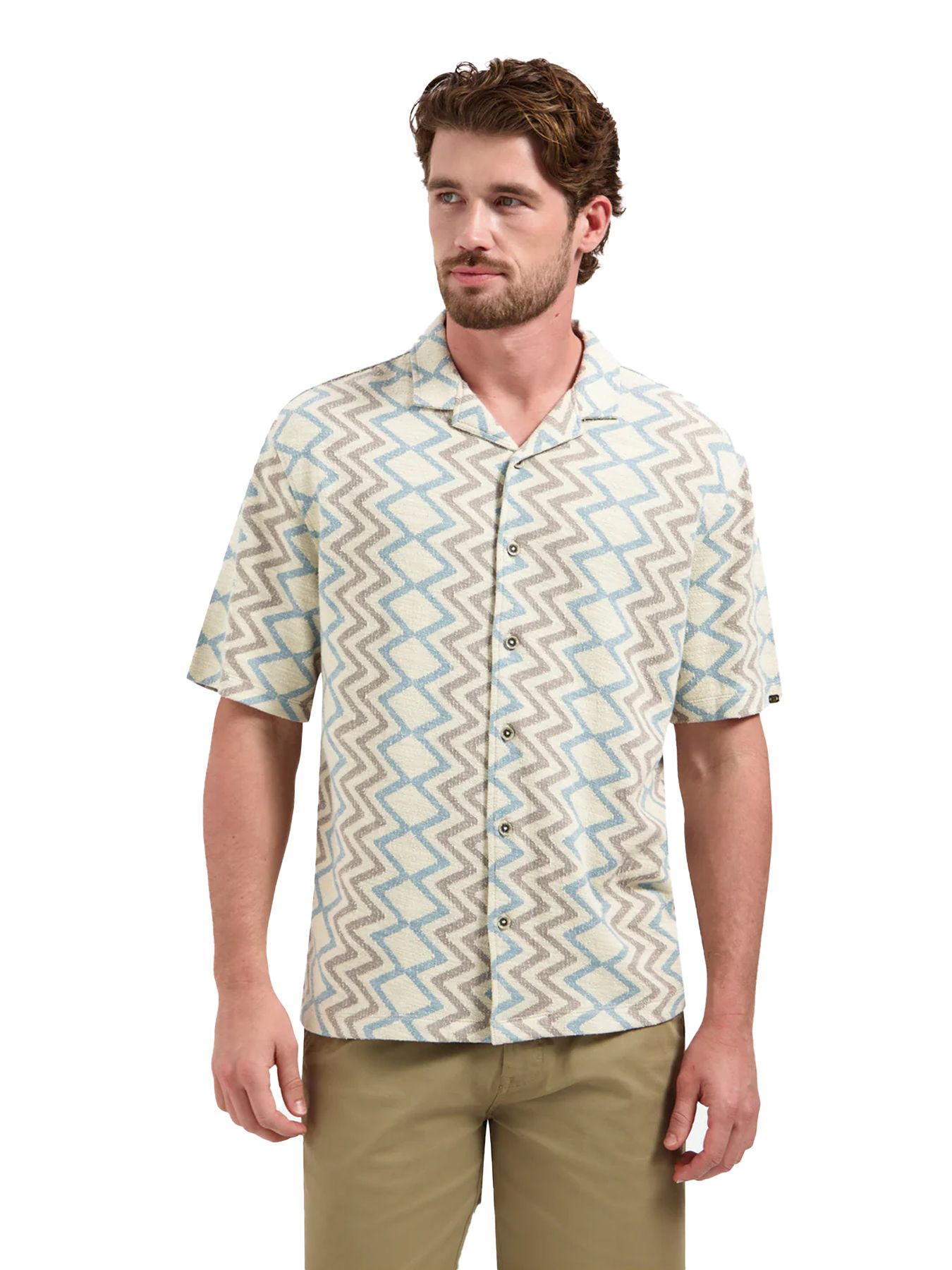 No Excess Shirt Short Sleeve Jacquard Zigzag 014 stone 00118505-EKA14000100000070