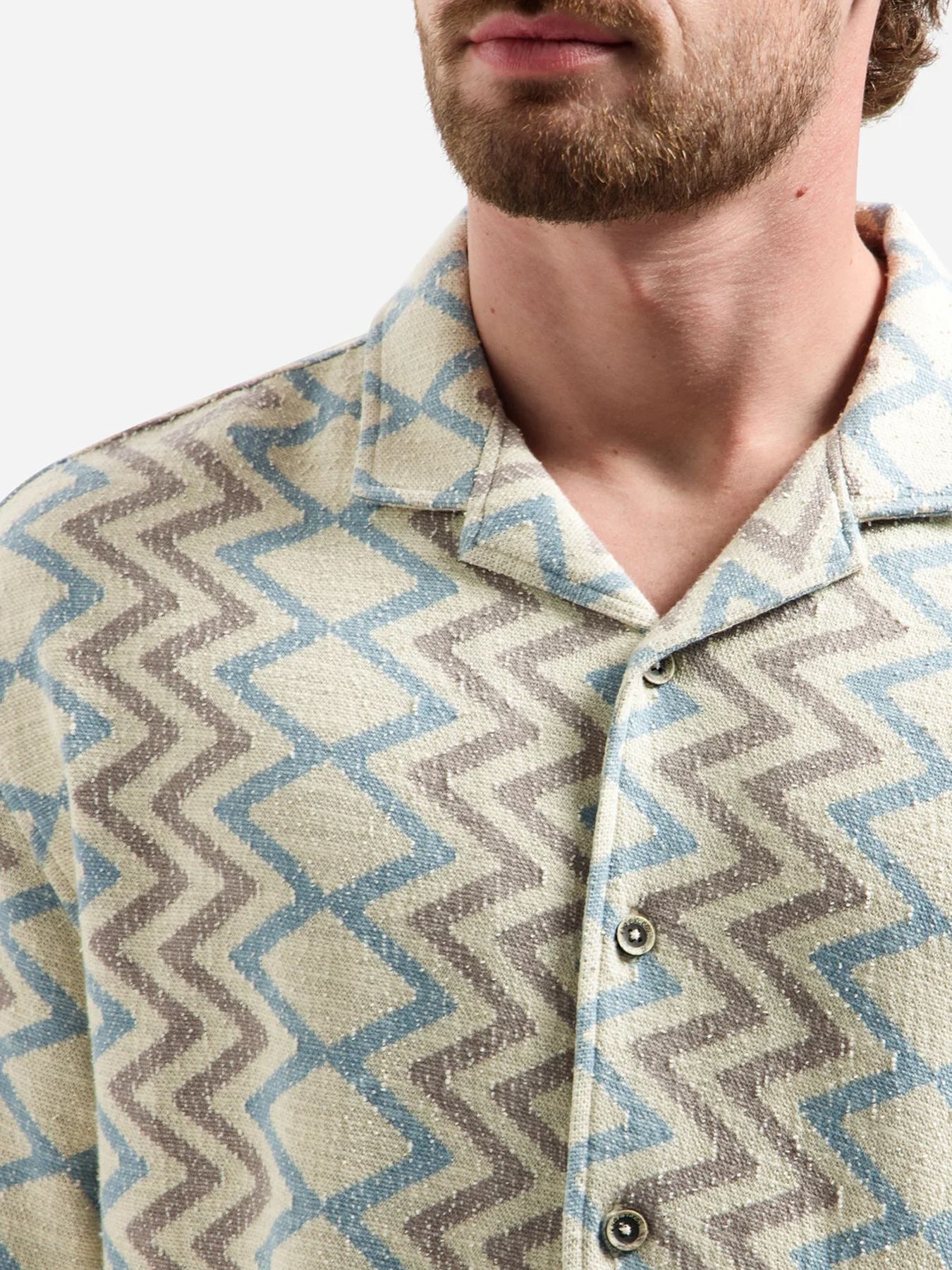 No Excess Shirt Short Sleeve Jacquard Zigzag 014 stone 2900166645085