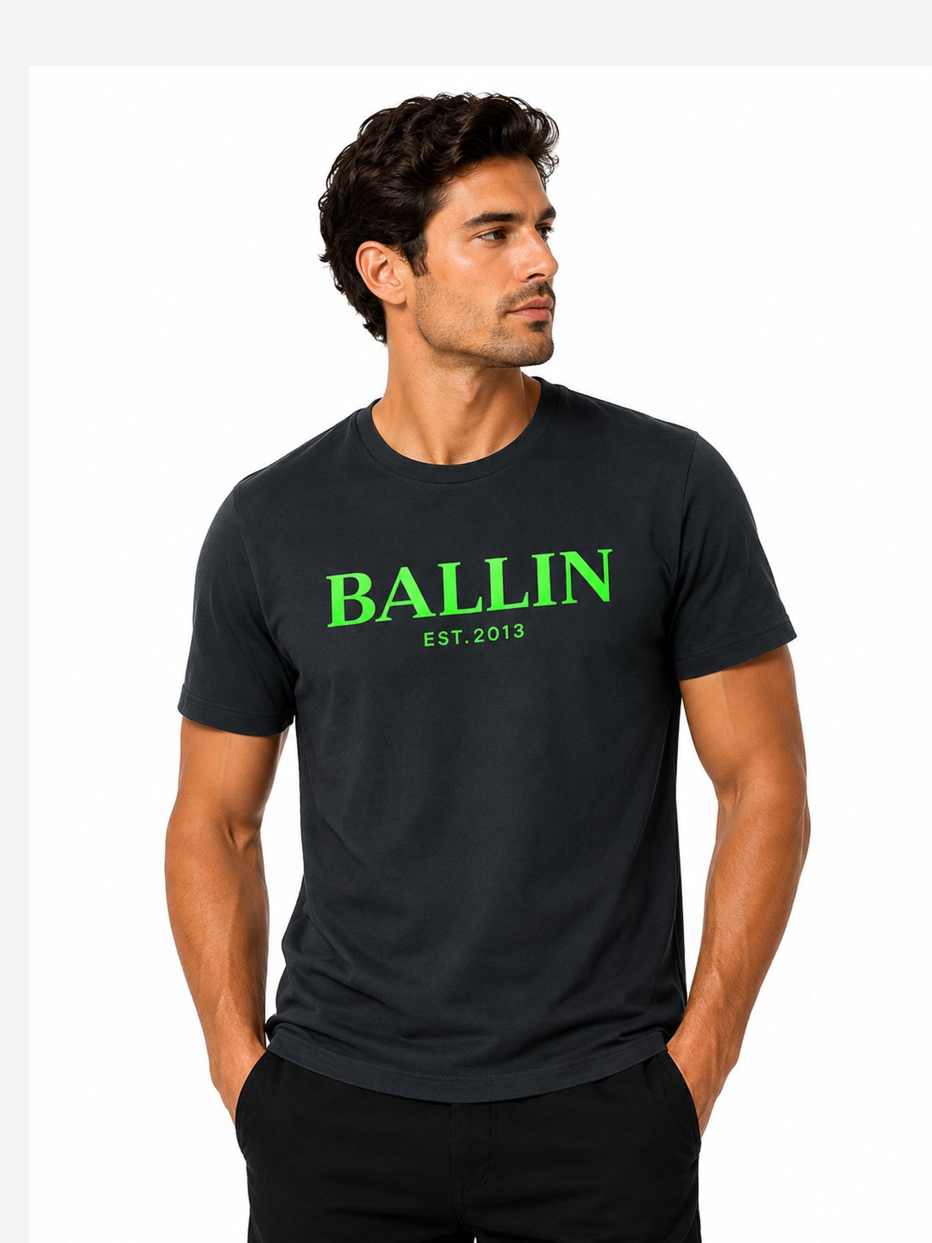 Ballin Basic Tee Navy/fluor groen 2900166663072