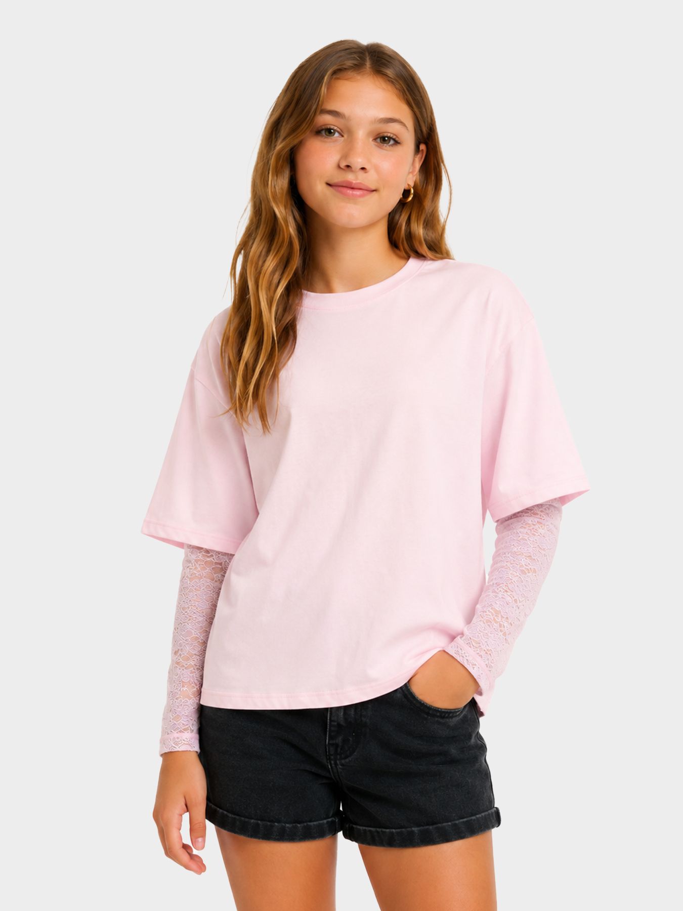 Only KOGMENA LS LACE TOP CS EX JRS Barely Pink/Napa barely pink 00118528-EKA26011400002723