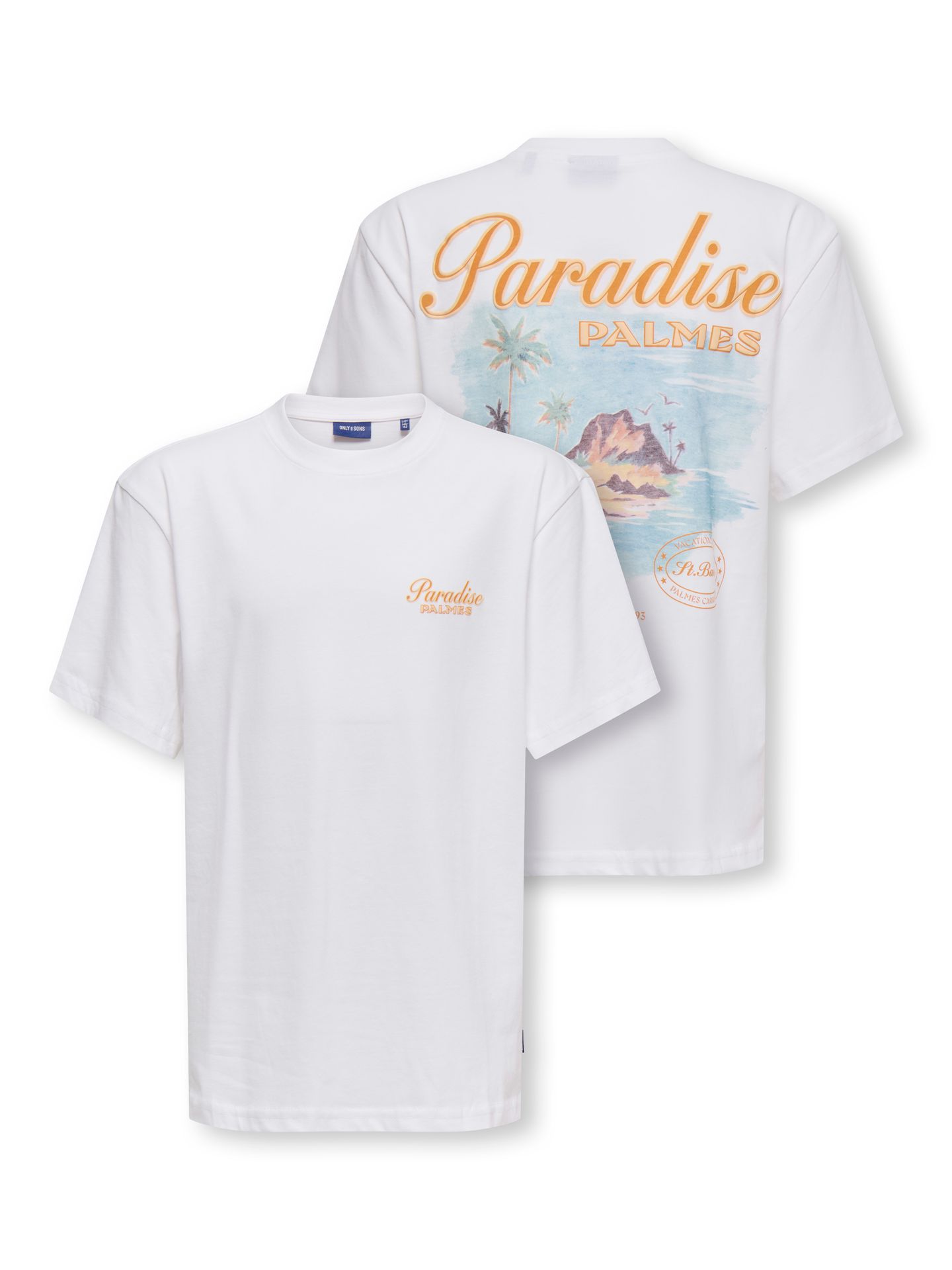 Only & Sons OSJMALIK VACA LIFE RLX SS TEE JRS Bright White/NAVAL ACADEMY 2900166711032