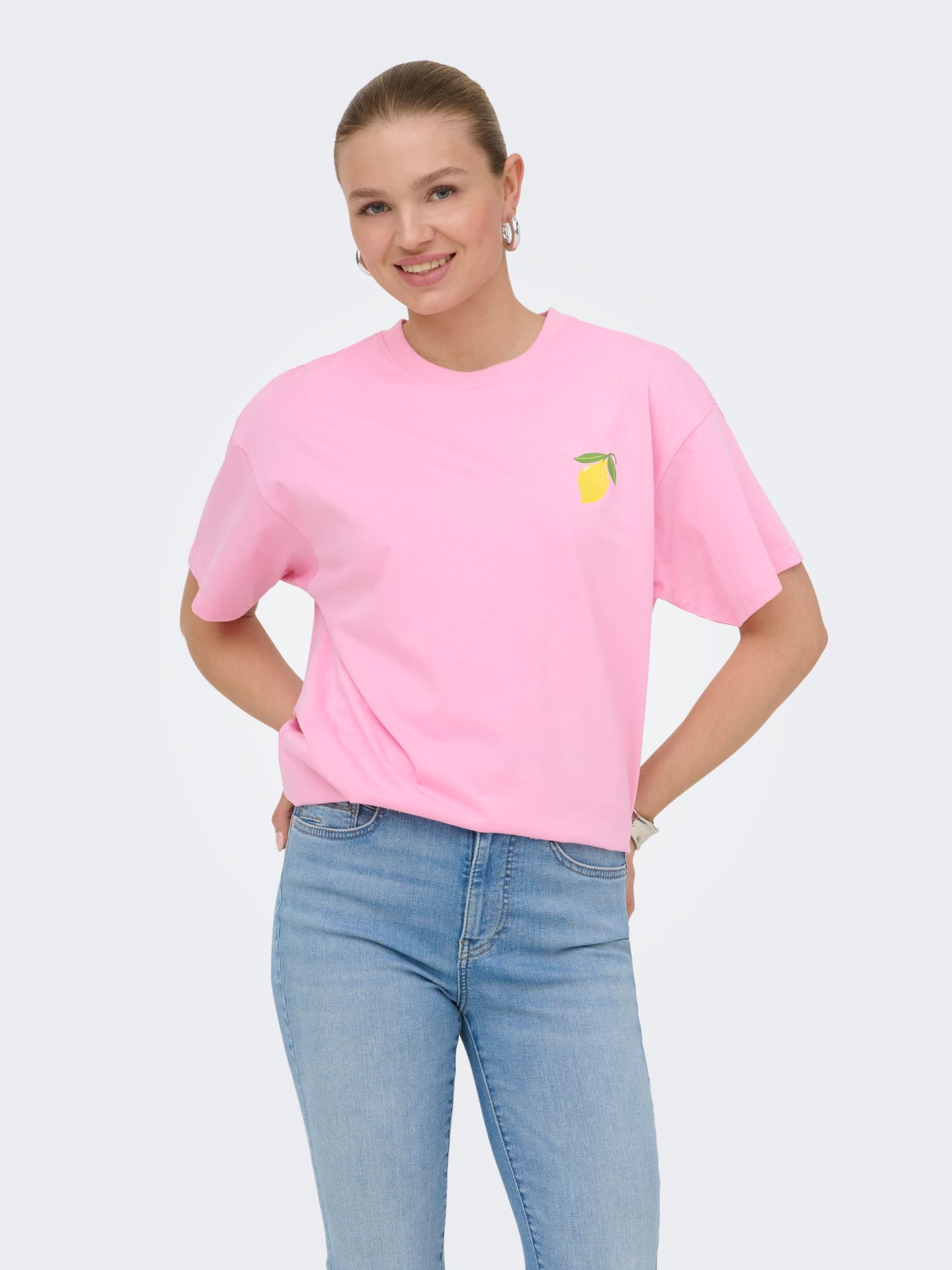 Only ONLELLE S/S PRINTED TEE CS JRS Prism Pink/W. MELANGE 2900166709039