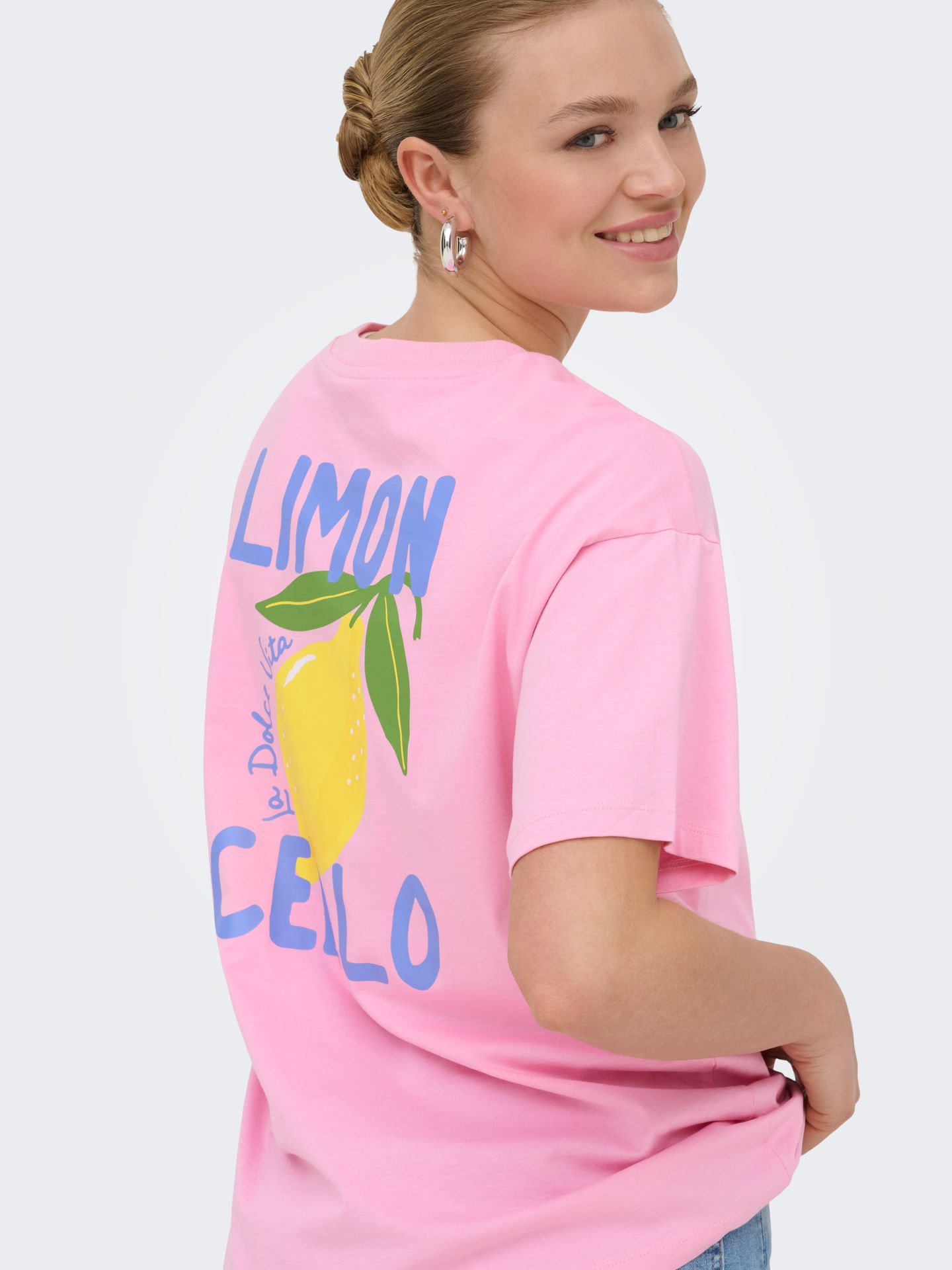 Only ONLELLE S/S PRINTED TEE CS JRS Prism Pink/W. MELANGE 2900166709039