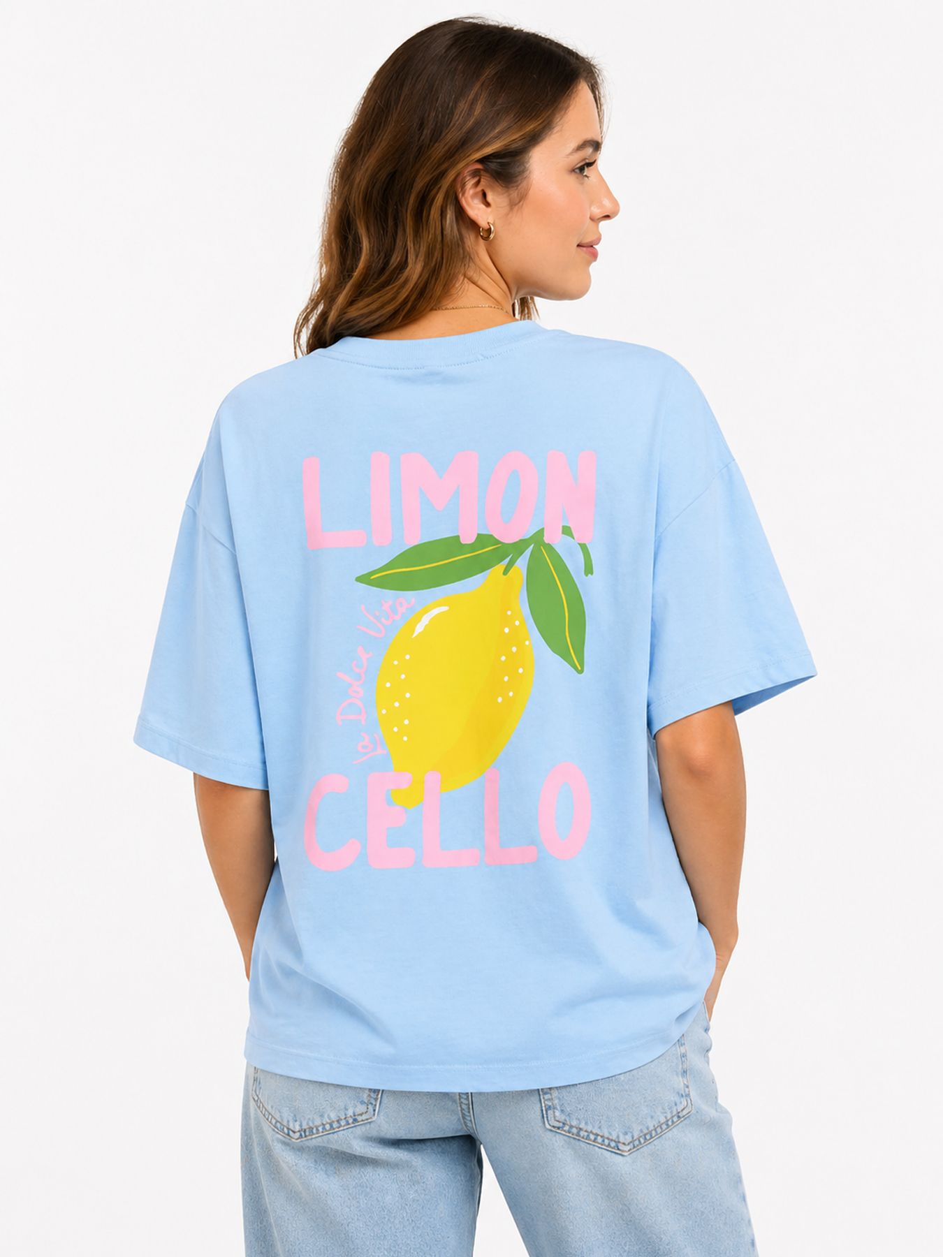 Only ONLELLE S/S PRINTED TEE CS JRS Placid Blue/Lemoncello (prism pink) 00118531-EKA26011400003517