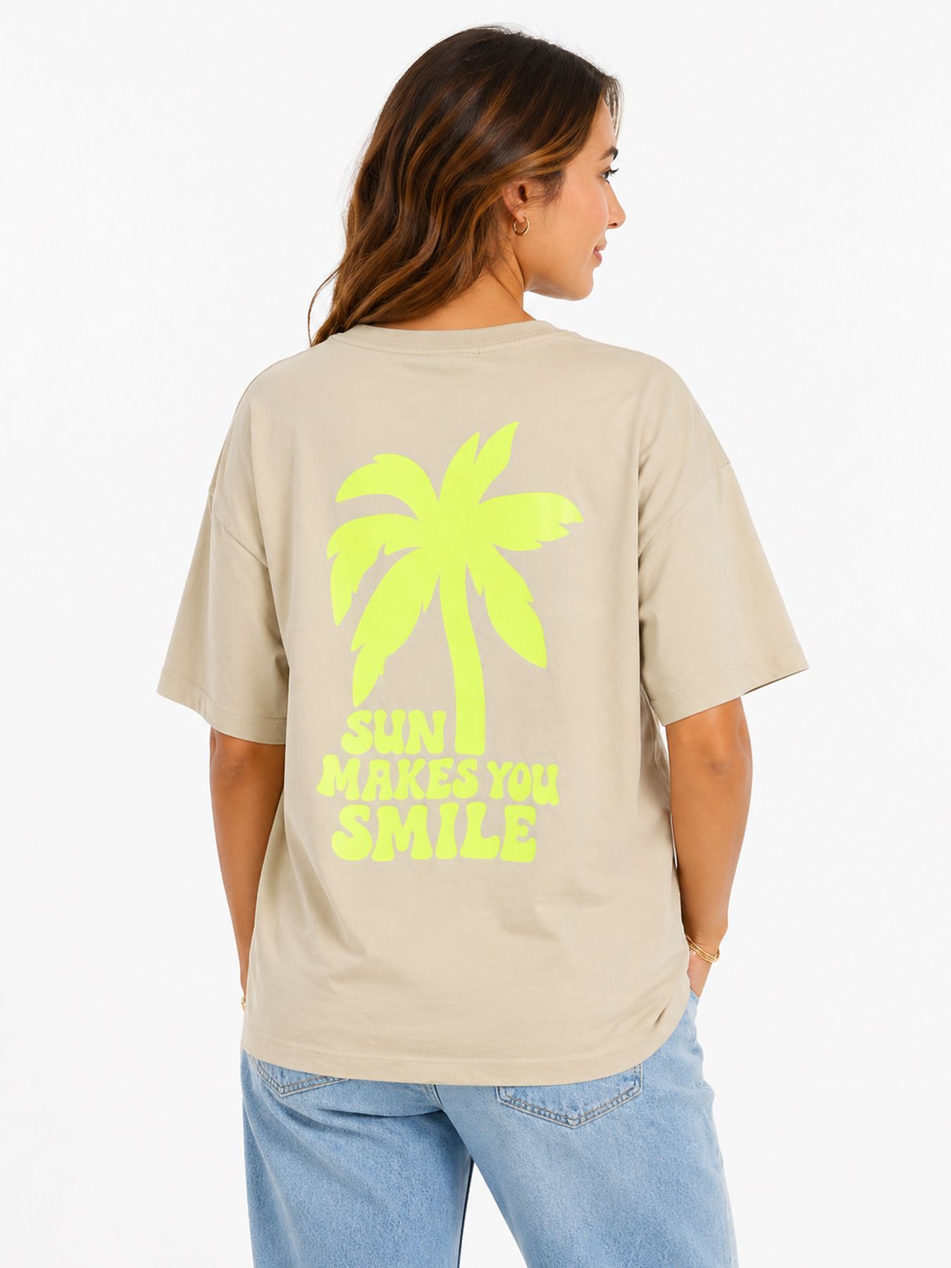 JDY JDYCARLA S/S OVERSIZE T-SHIRT JRS Sandshell/SUN MAKES YOU SMILE 00118550-EKA26011400003520