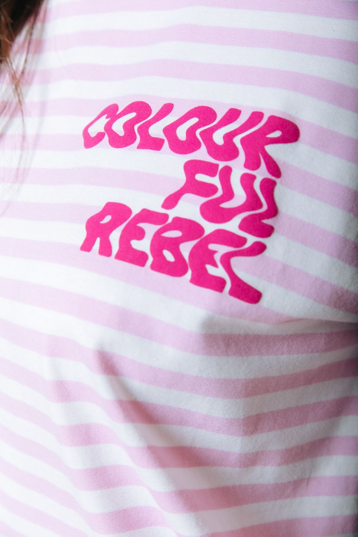 Colourful Rebel Puff Logo Stripe Loosefit Tee 612 light pink 2900166741039
