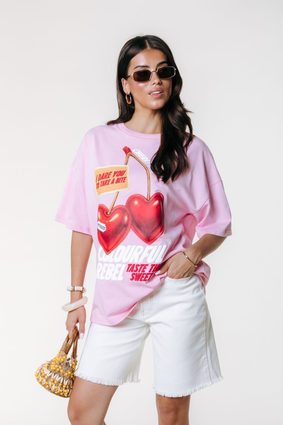 Colourful Rebel Sweet Cherry Oversized Tee 673 fresh pink 00118556-EKA26011600000050
