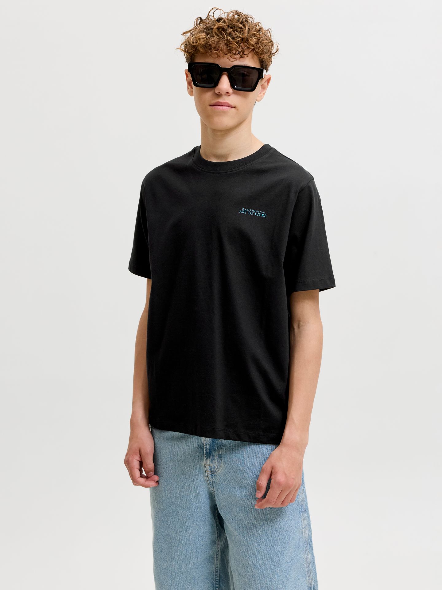 Jack & Jones JJLEMON TEE SS CREW NECK JNR Black 2900166752035