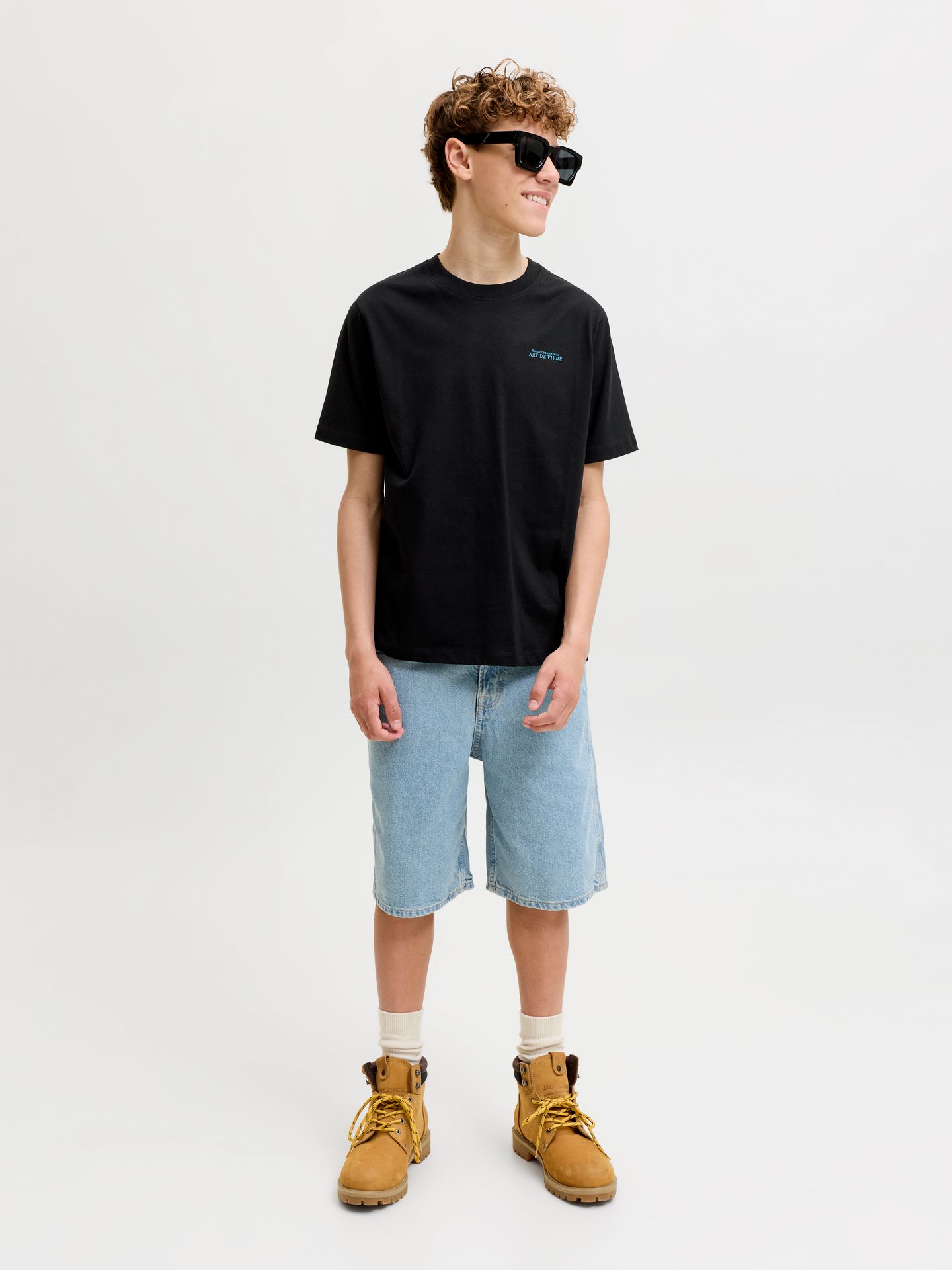 Jack & Jones JJLEMON TEE SS CREW NECK JNR Black 2900166752035