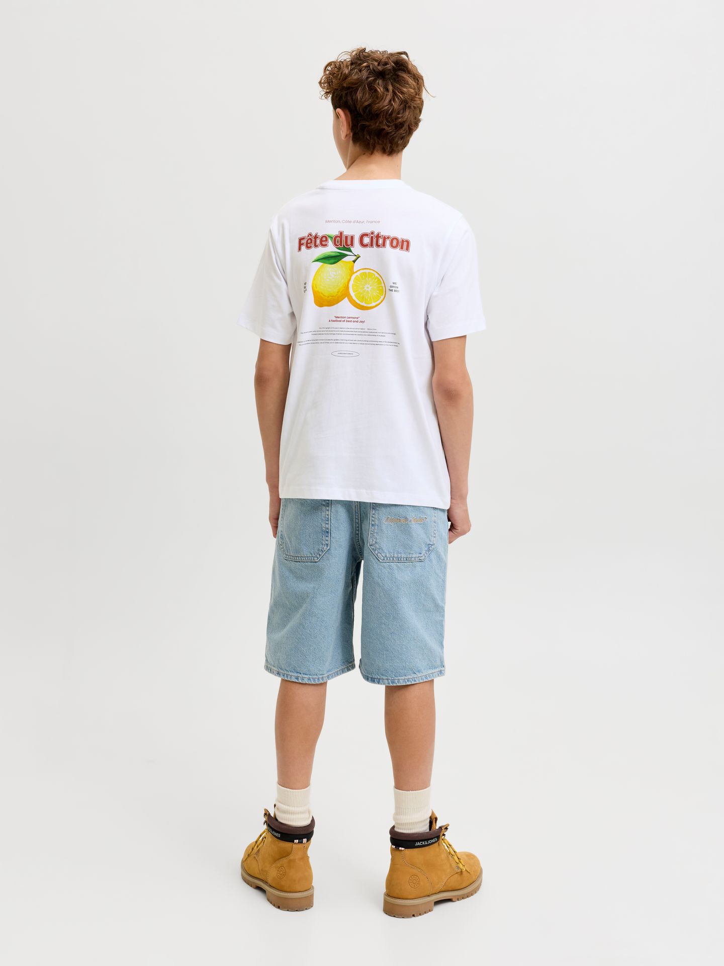 Jack & Jones JJLEMON TEE SS CREW NECK JNR Bright White 2900166753032