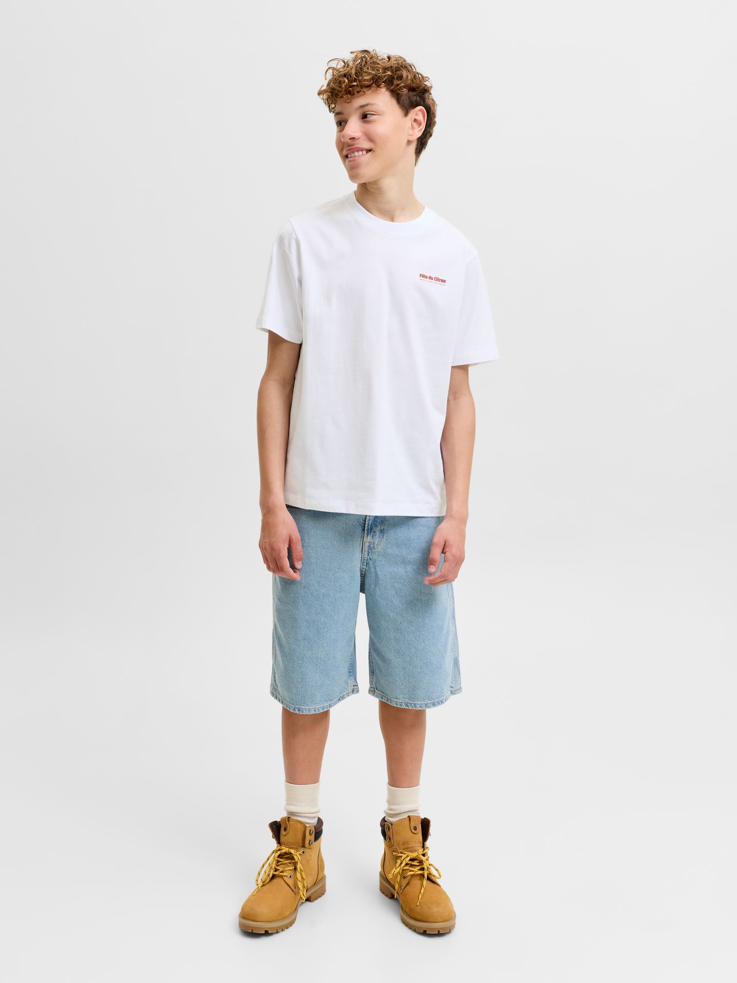 Jack & Jones JJLEMON TEE SS CREW NECK JNR Bright White 2900166753032