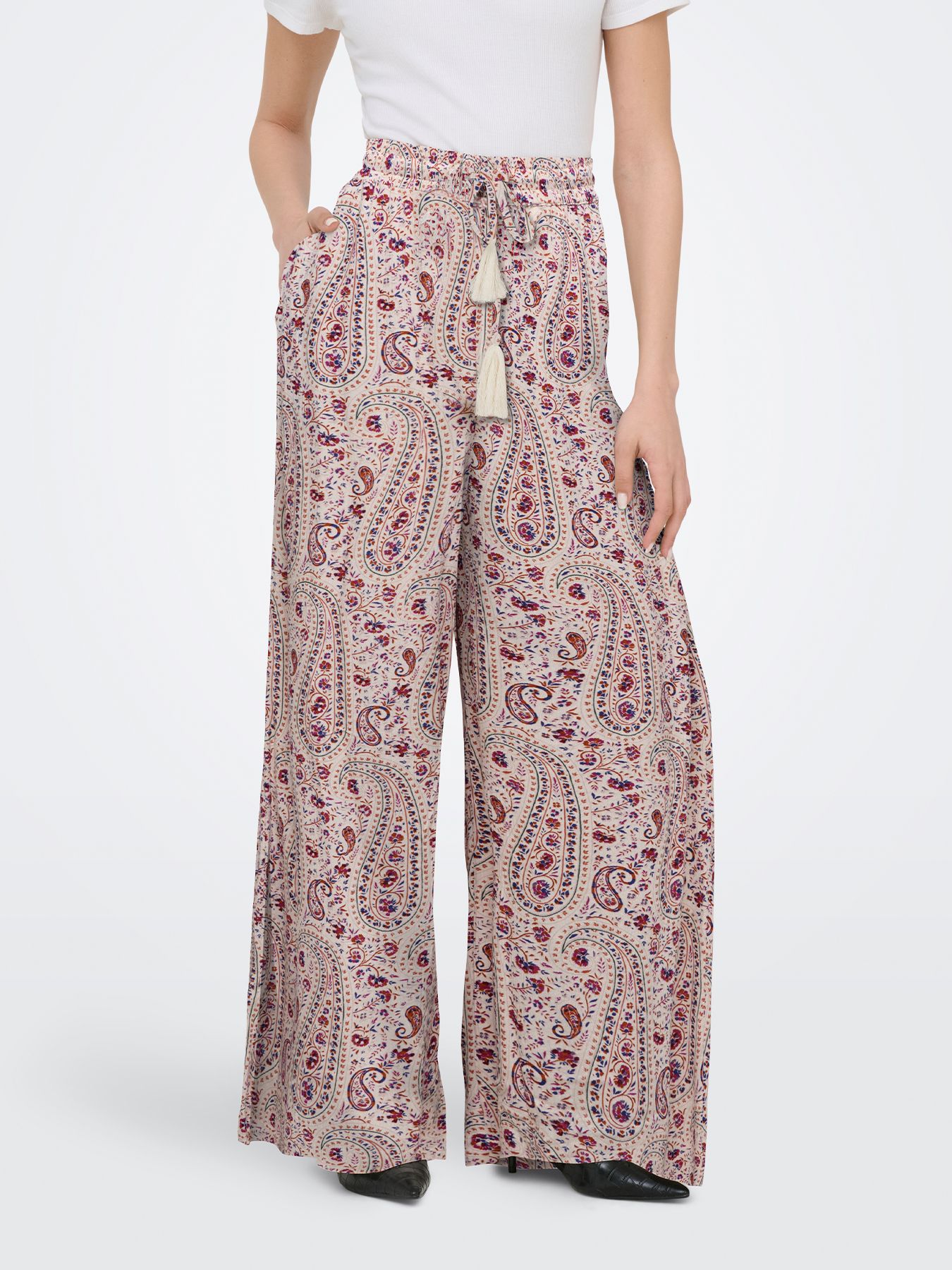JDY JDYGABY LIFE MW WIDE PANT WVN Cloud Dancer/Ponderose 00118564-EKA26011400000562