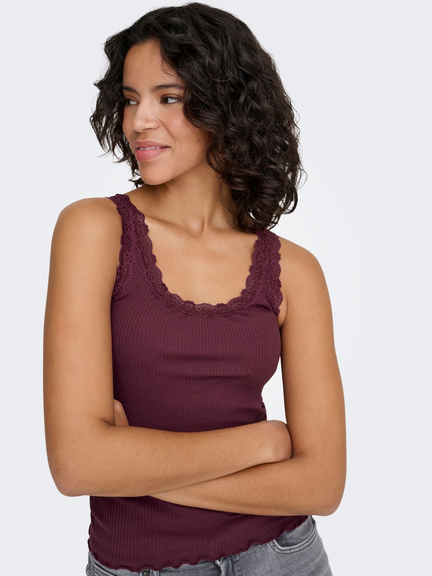 Only ONLSARA SHARAI TANK TOP JRS NOOS Burgundy 2900168206055