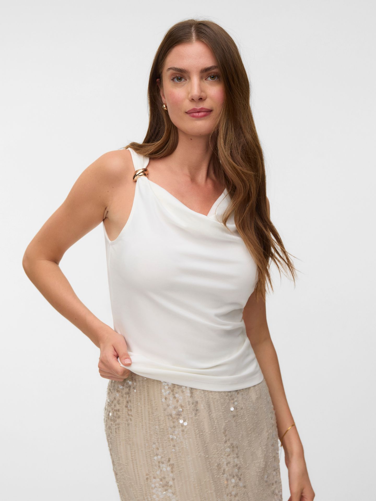 Vero Moda VMCARLY SL BUCKLE TOP JRS Snow White 00118576-EKA26011400000350