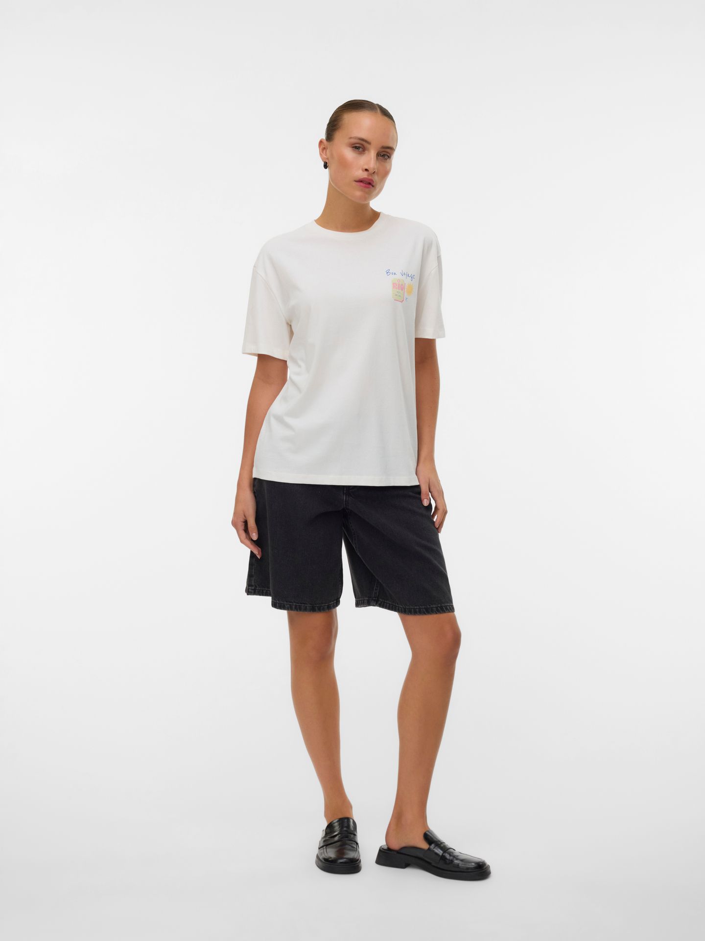 Vero Moda VMNINNA MIA SS TOP BOX JRS Snow White/Artichoke 2900166797036